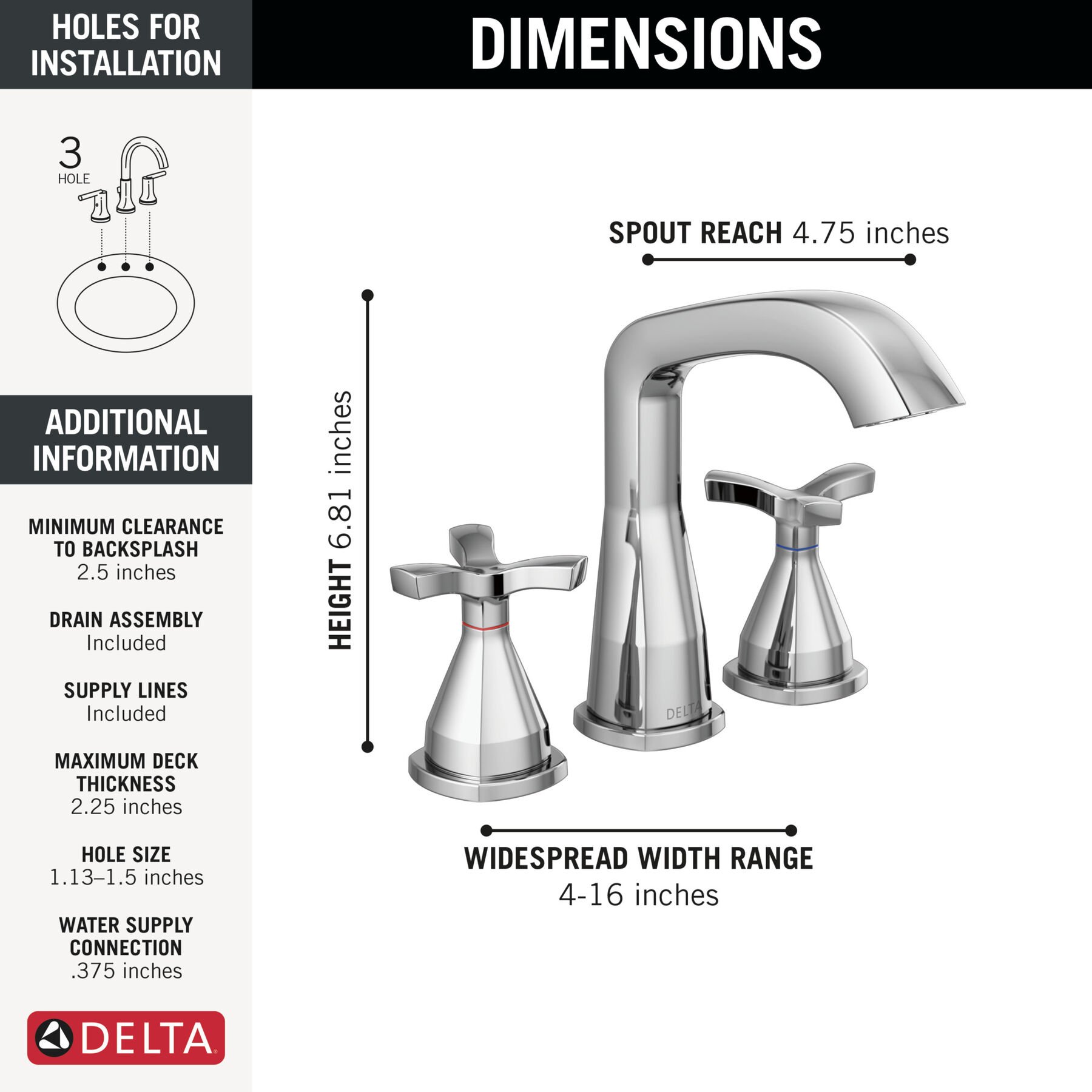 Two Handle Widespread Bathroom Faucet in Lumicoat® Chrome — image 1