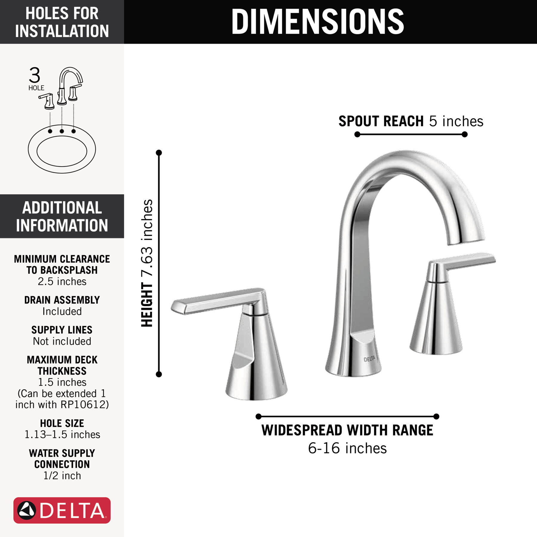 Two Handle Widespread Bathroom Faucet in Chrome 35832LF — image 1