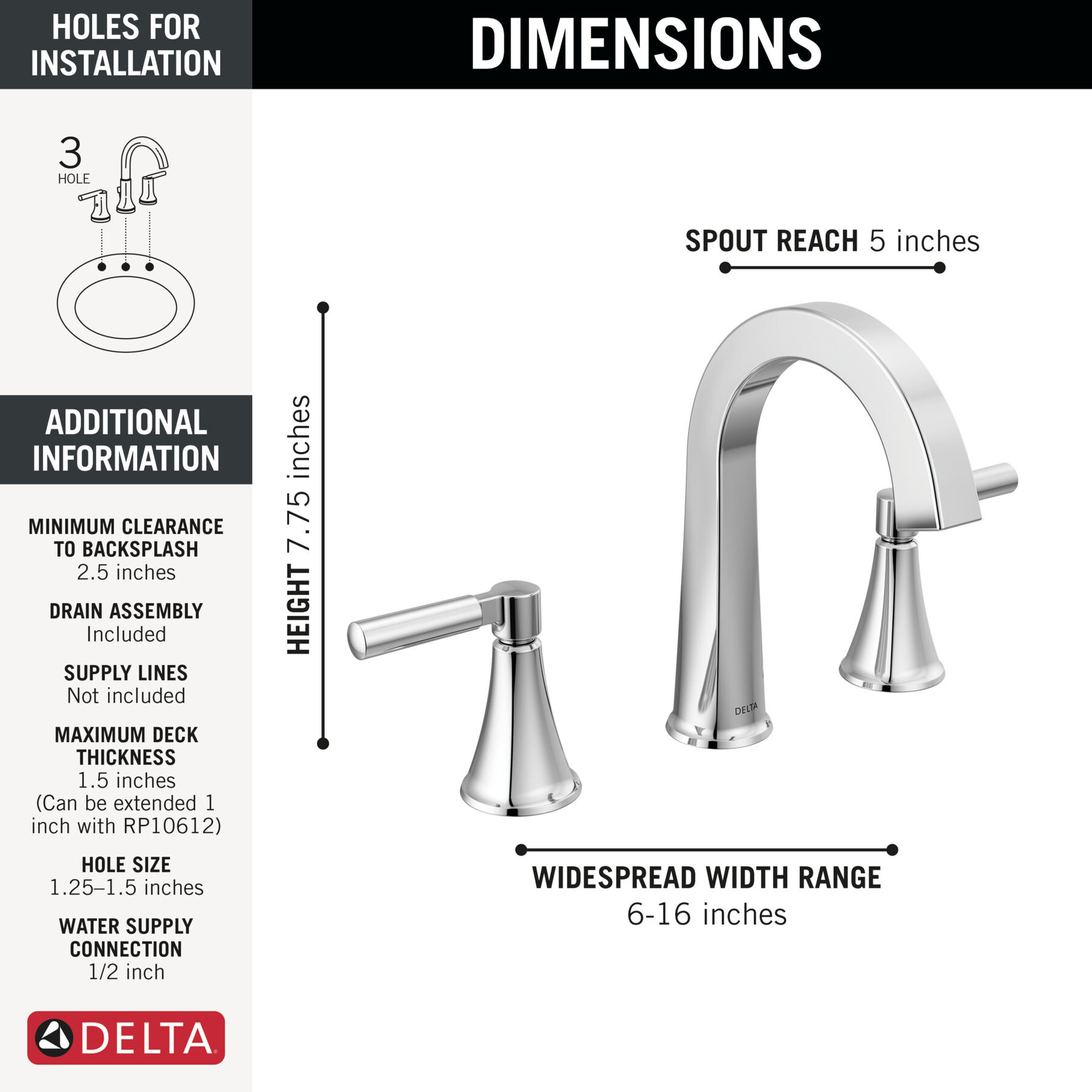 Two Handle Widespread Bathroom Faucet in Chrome 35839LF — image 1