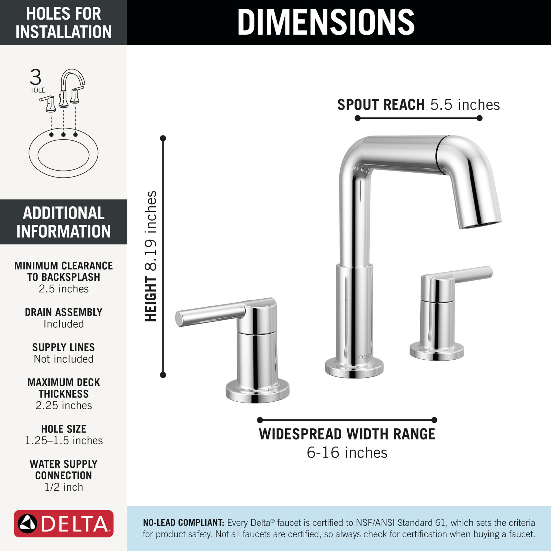 Two Handle Widespread Pull-Down Bathroom Faucet in Chrome — thumbnail 2