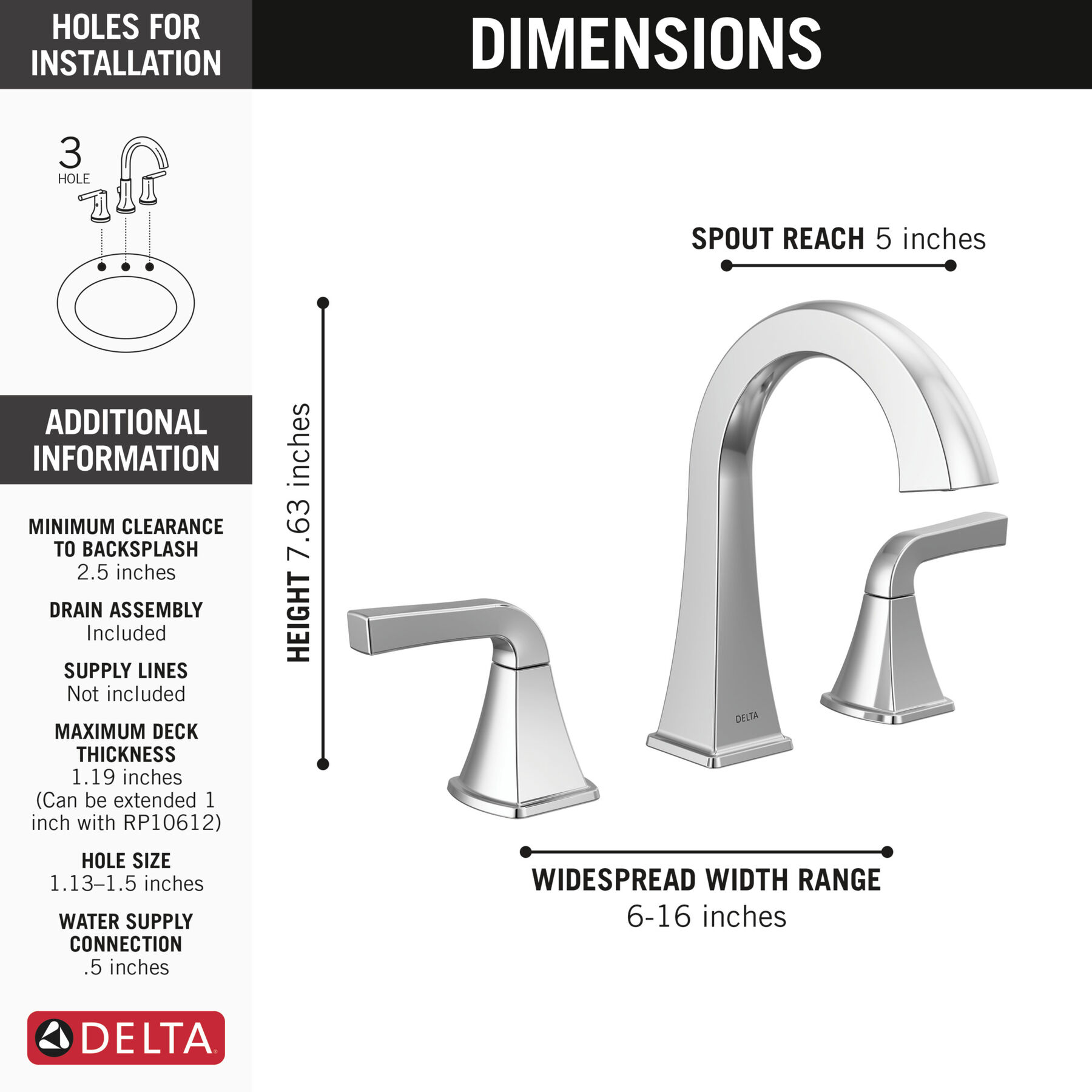 Two Handle Widespread Bathroom Faucet in Chrome 35854LF — image 1
