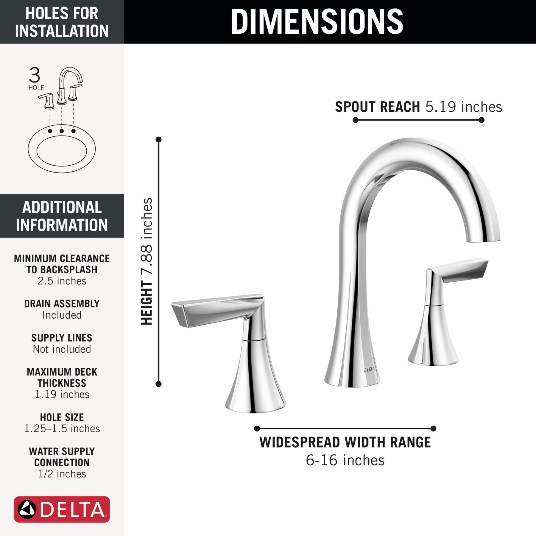 Two Handle Widespread Bathroom Faucet in Chrome 35874LF — thumbnail 2