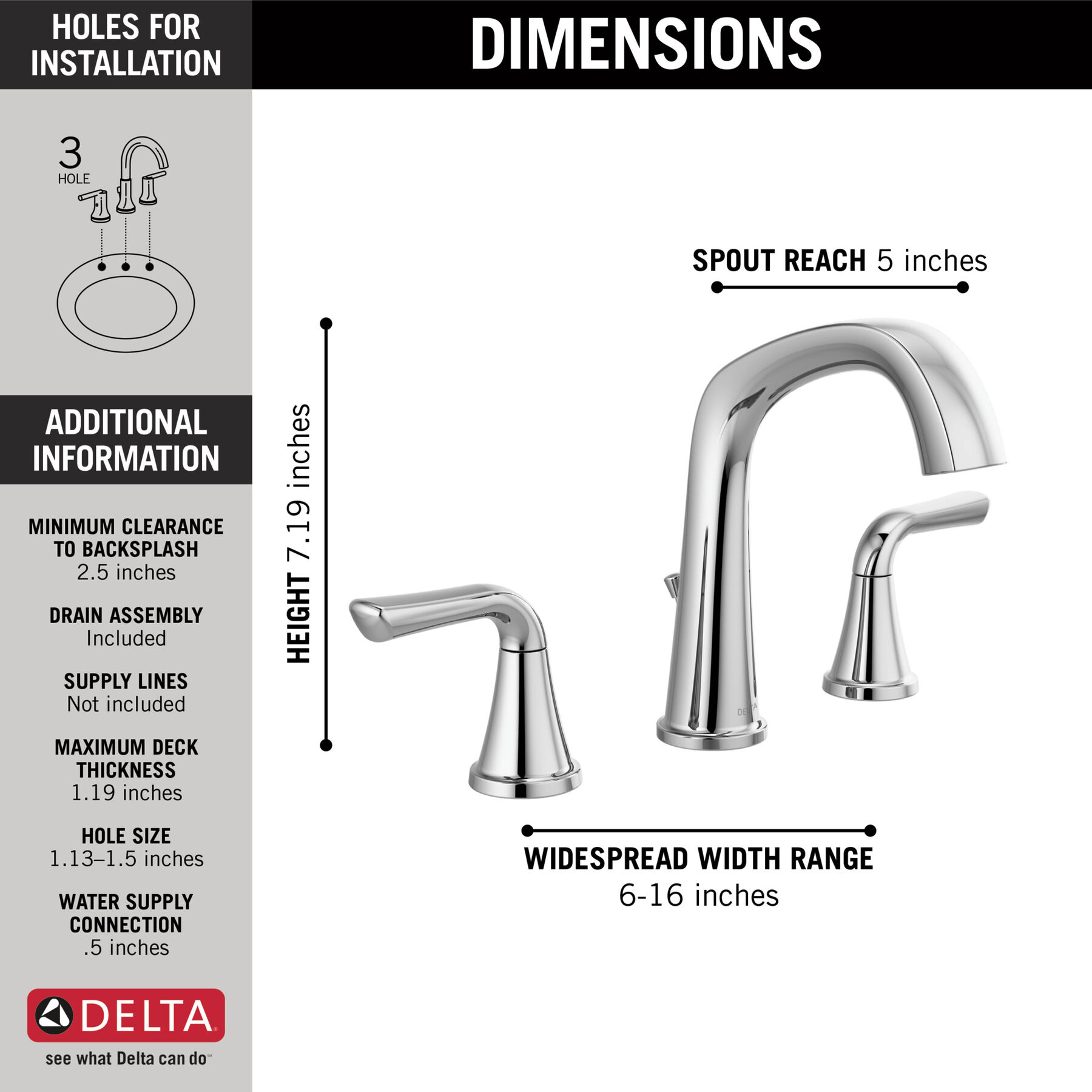 Two Handle Widespread Bathroom Faucet in Chrome 35890LF — thumbnail 2