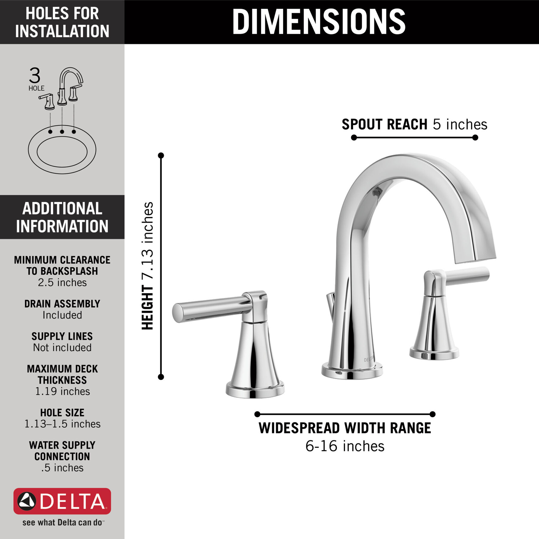 Two Handle Widespread Bathroom Faucet in Chrome 35891LF — thumbnail 2