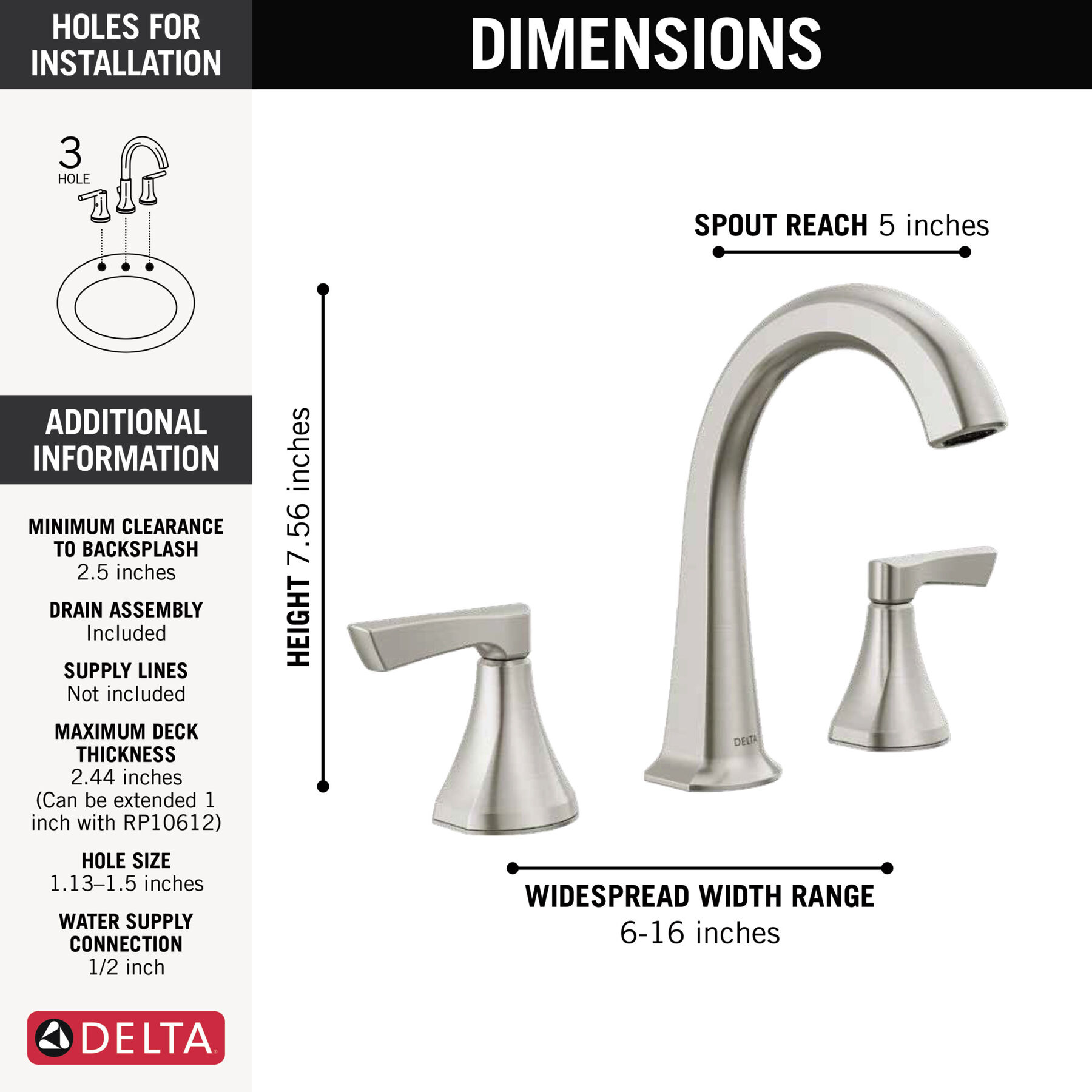 Two Handle Widespread Bathroom Faucet in Spotshield Brushed Nickel — thumbnail 2