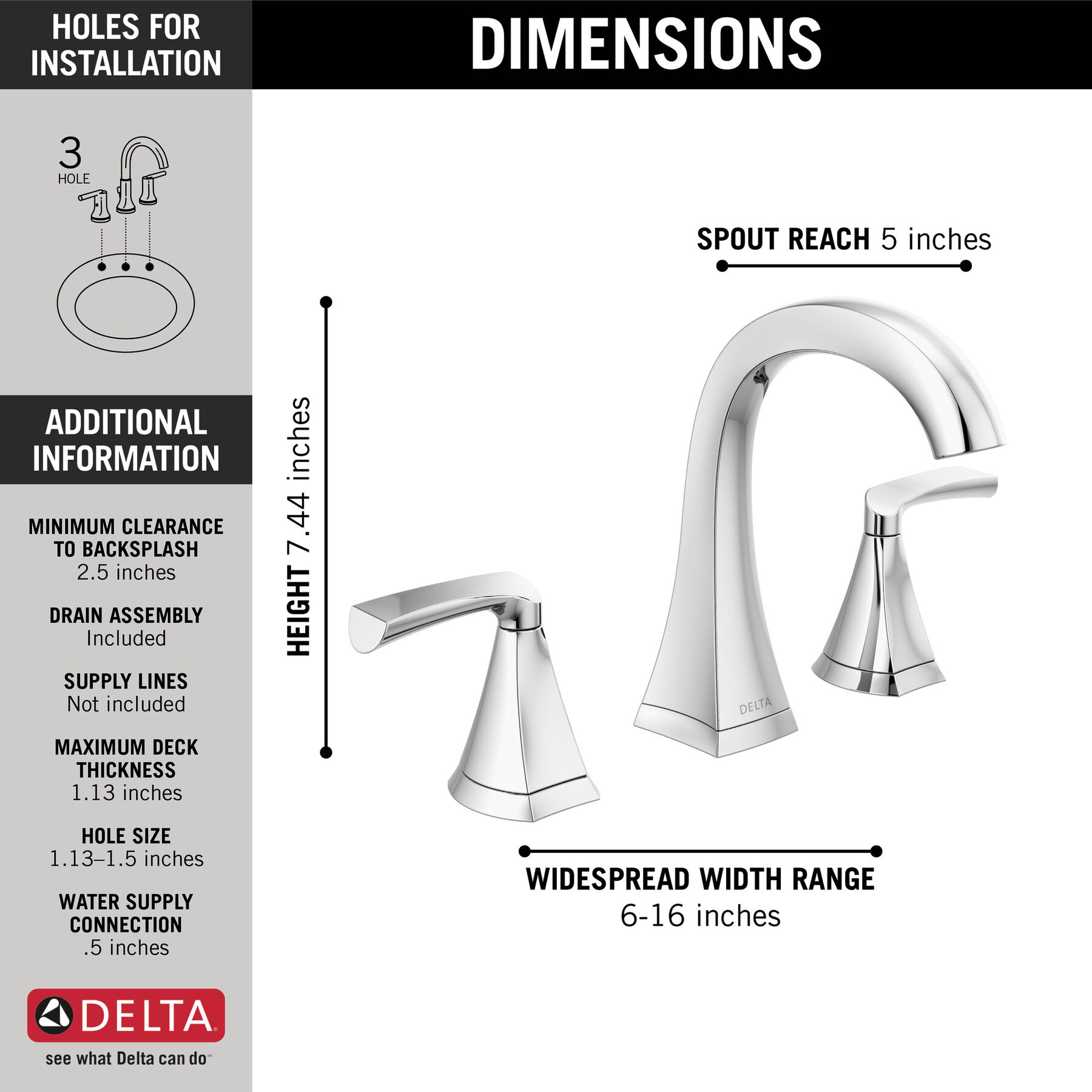 Two Handle Widespread Bathroom Faucet in Chrome 35899LF — thumbnail 2