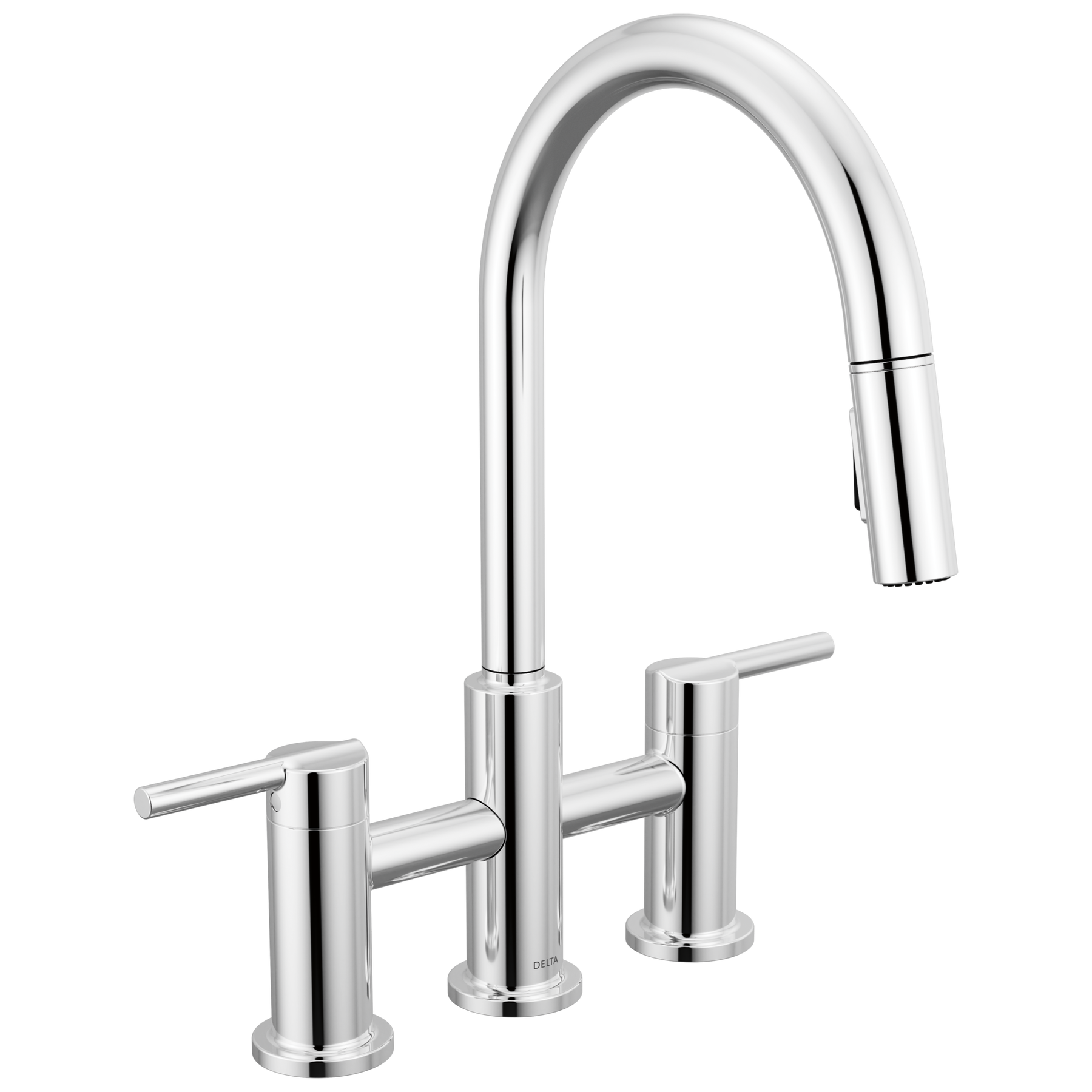 Two Handle Pull-Down Bridge Kitchen Faucet in Chrome 39876LF — image 1
