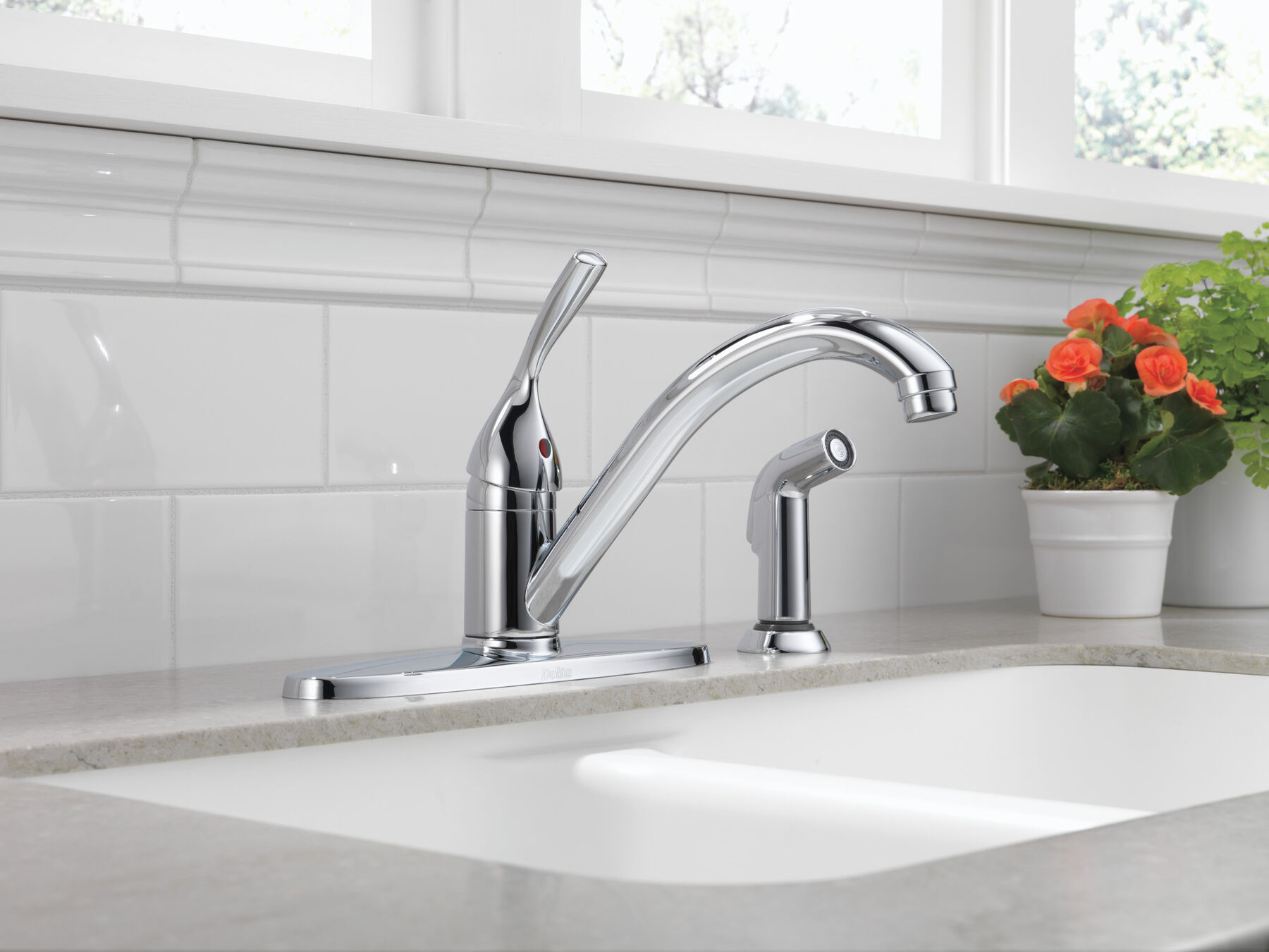 Single Handle Kitchen Faucet with Spray in Chrome — thumbnail 3