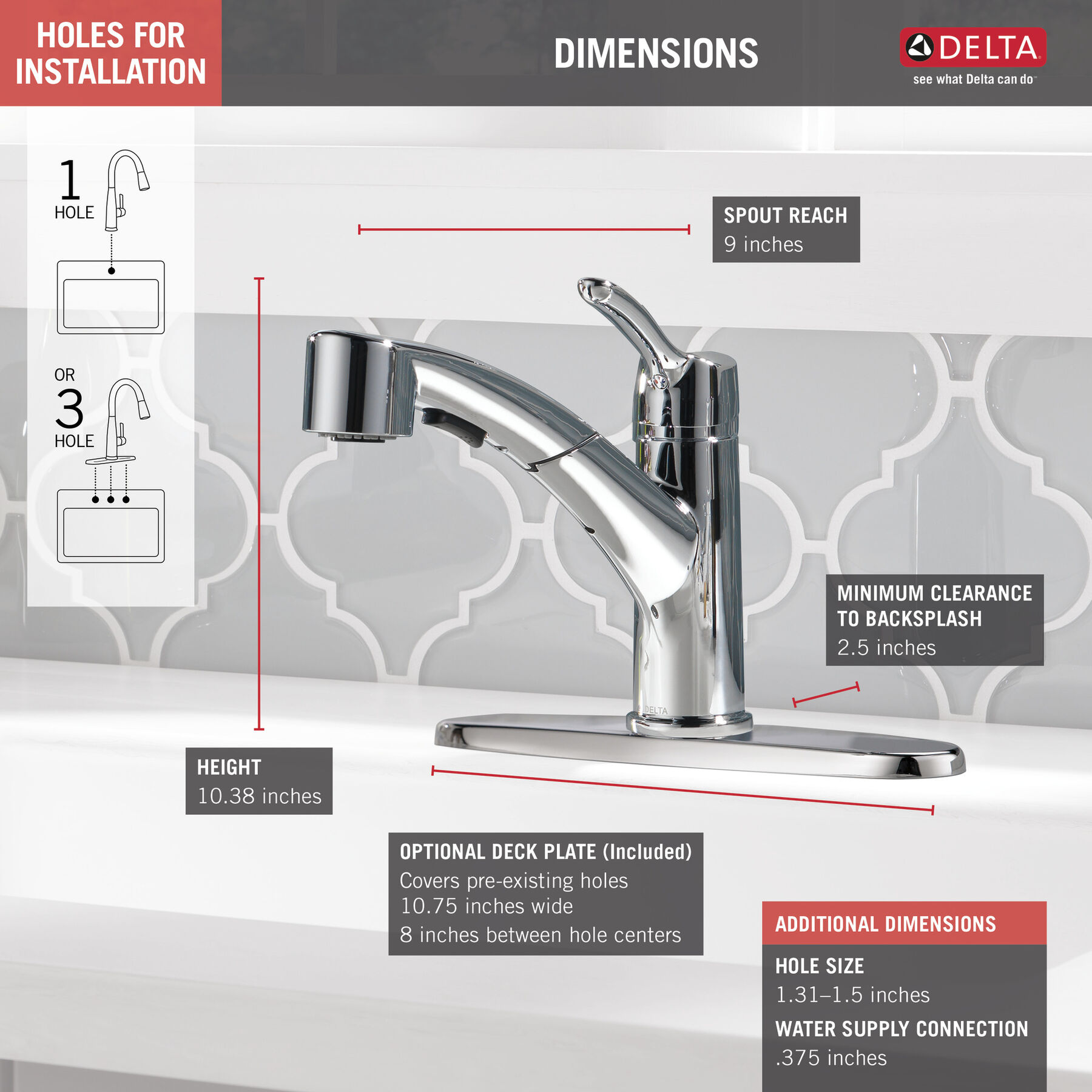 Single Handle Pull-Out Kitchen Faucet in Chrome — thumbnail 3
