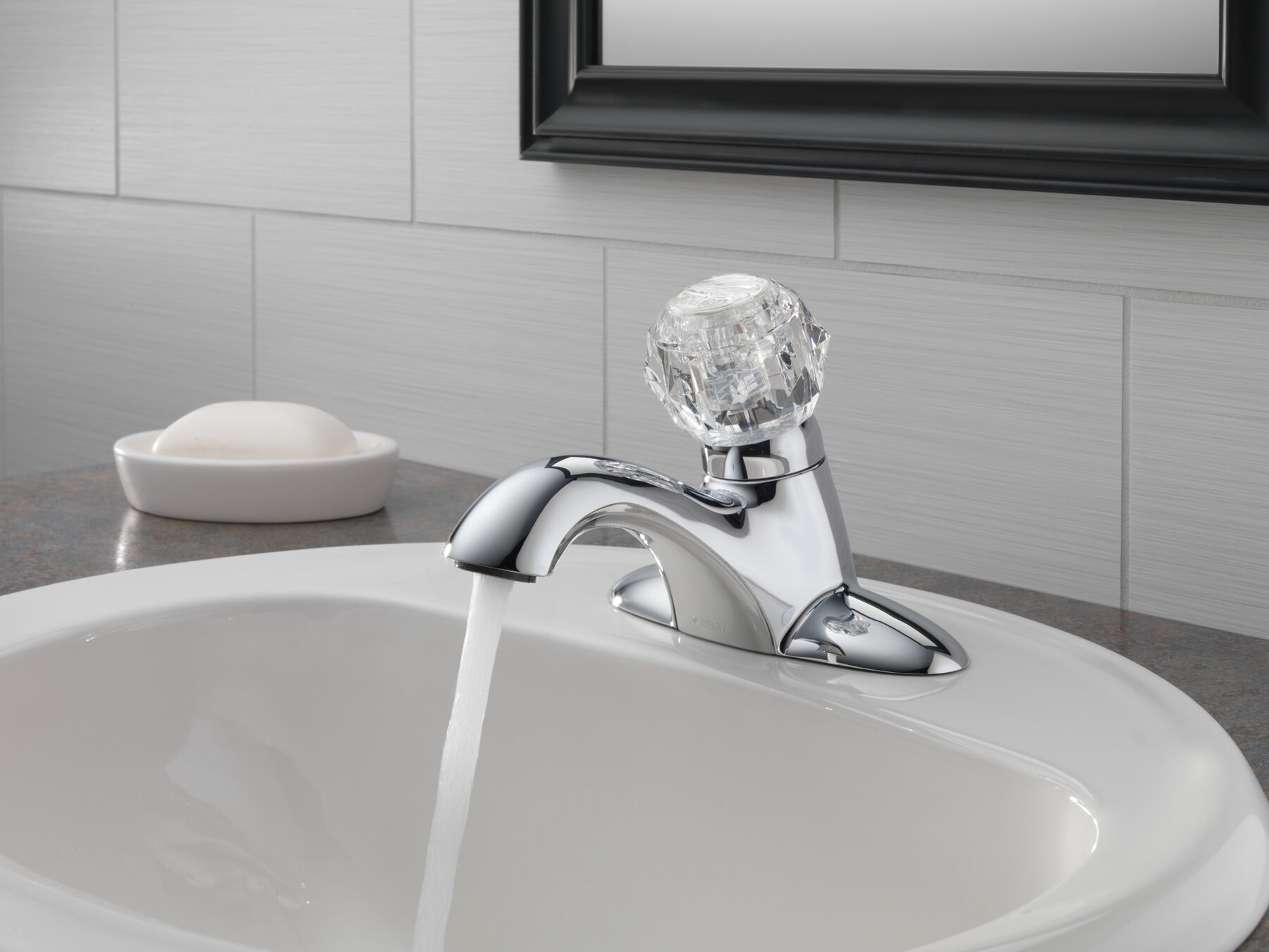 Single Handle Centerset Bathroom Faucet in Chrome — thumbnail 3