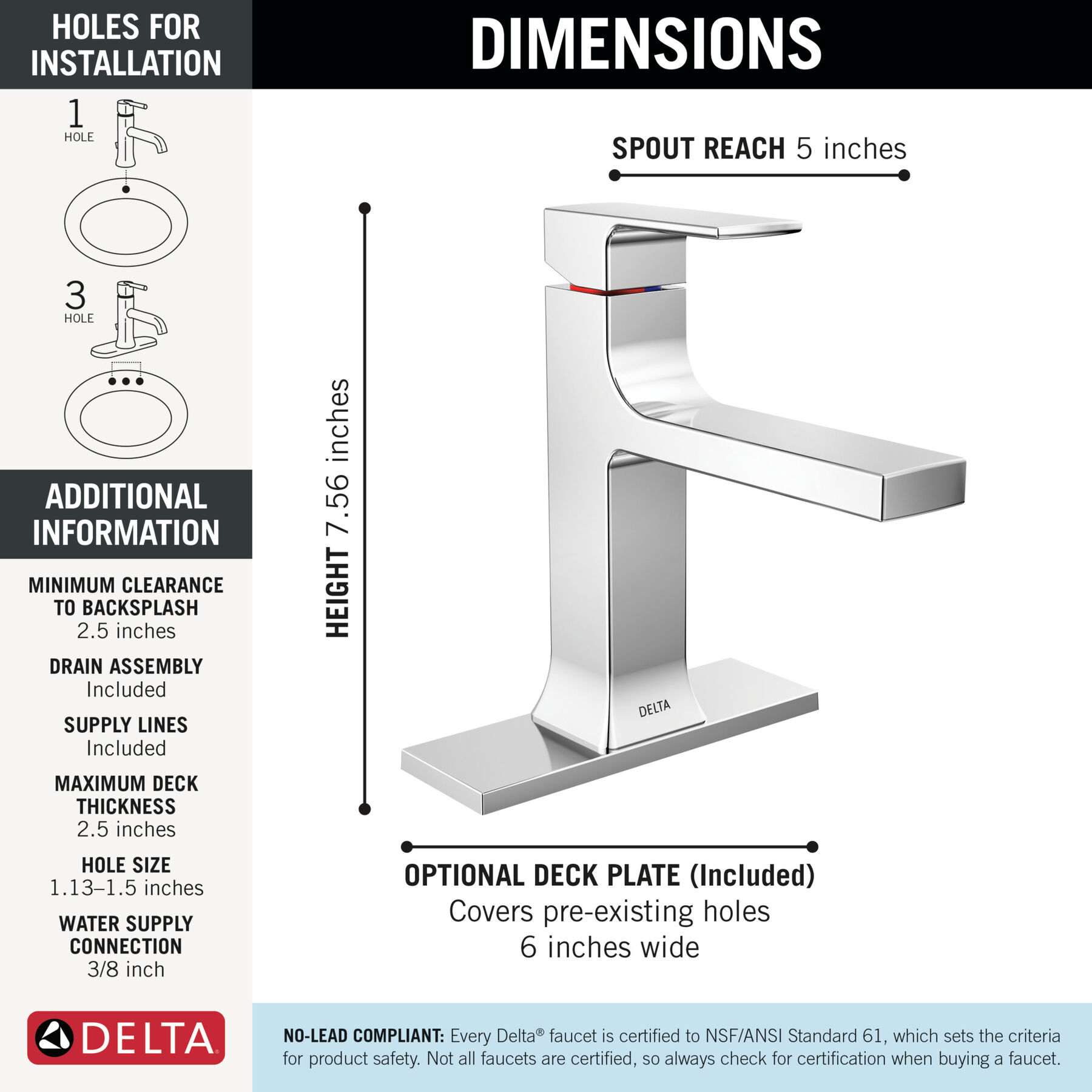 Single Handle Bathroom Faucet in Chrome — image 1