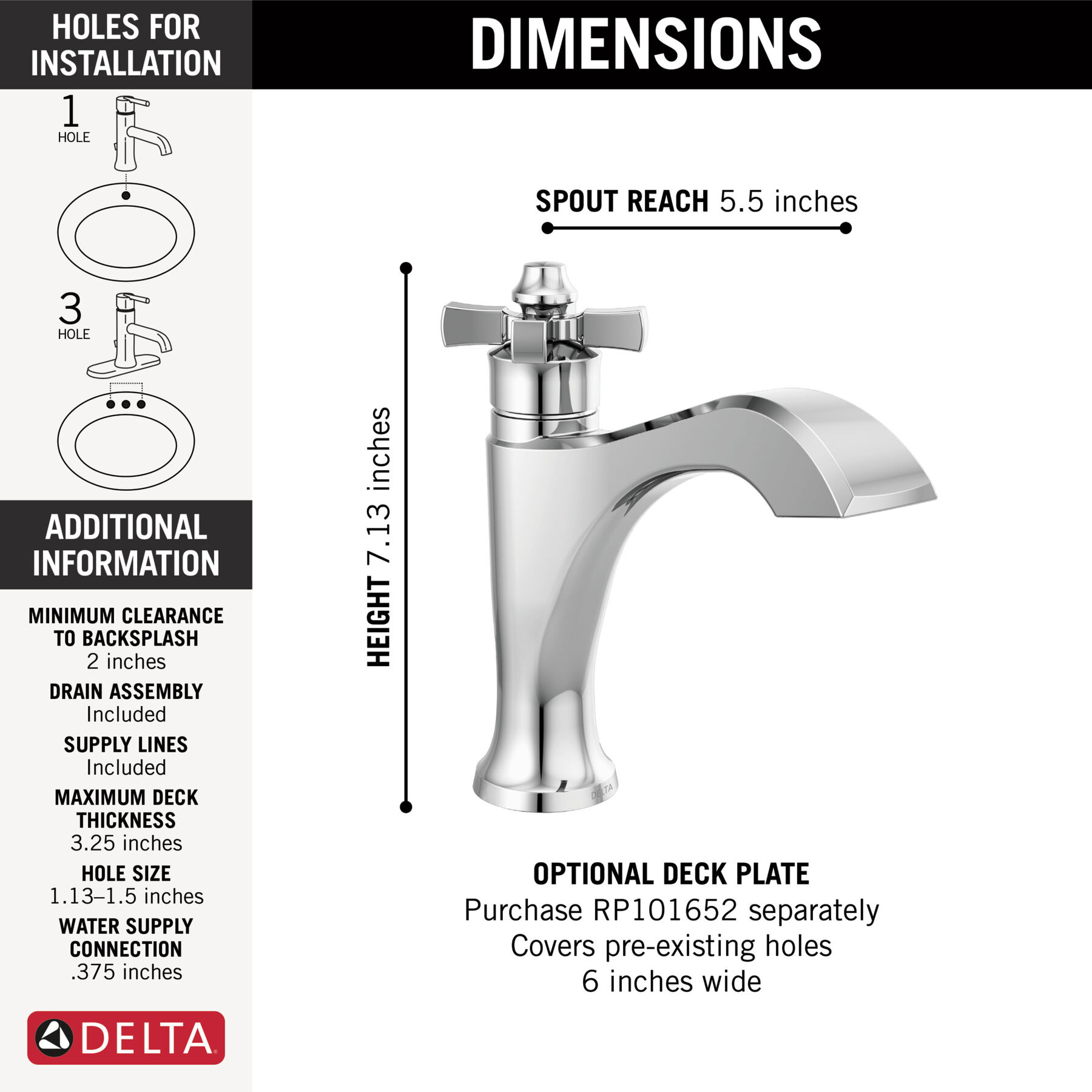 Single Handle Bathroom Faucet in Chrome — thumbnail 2