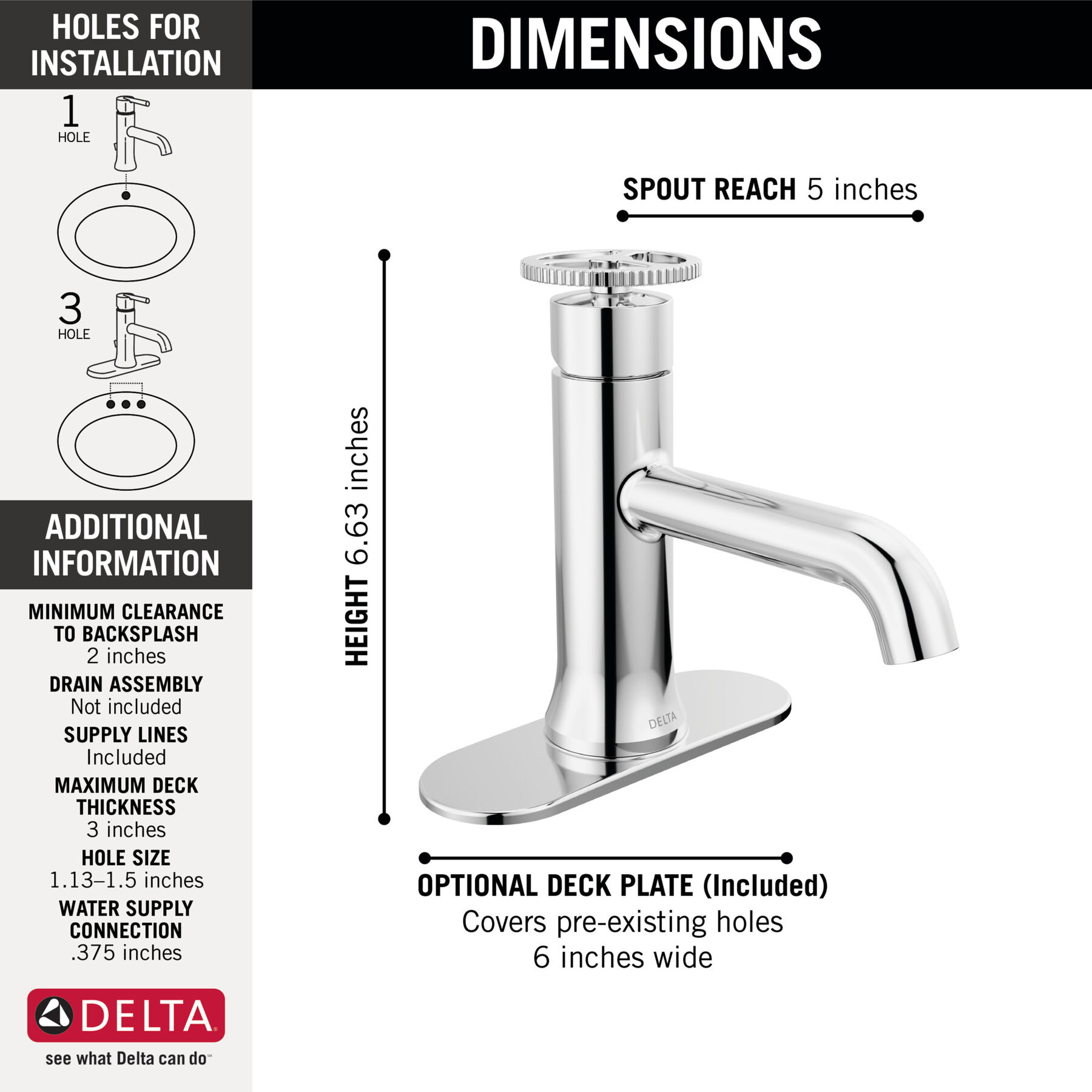Single Handle Bathroom Faucet in Chrome — thumbnail 2