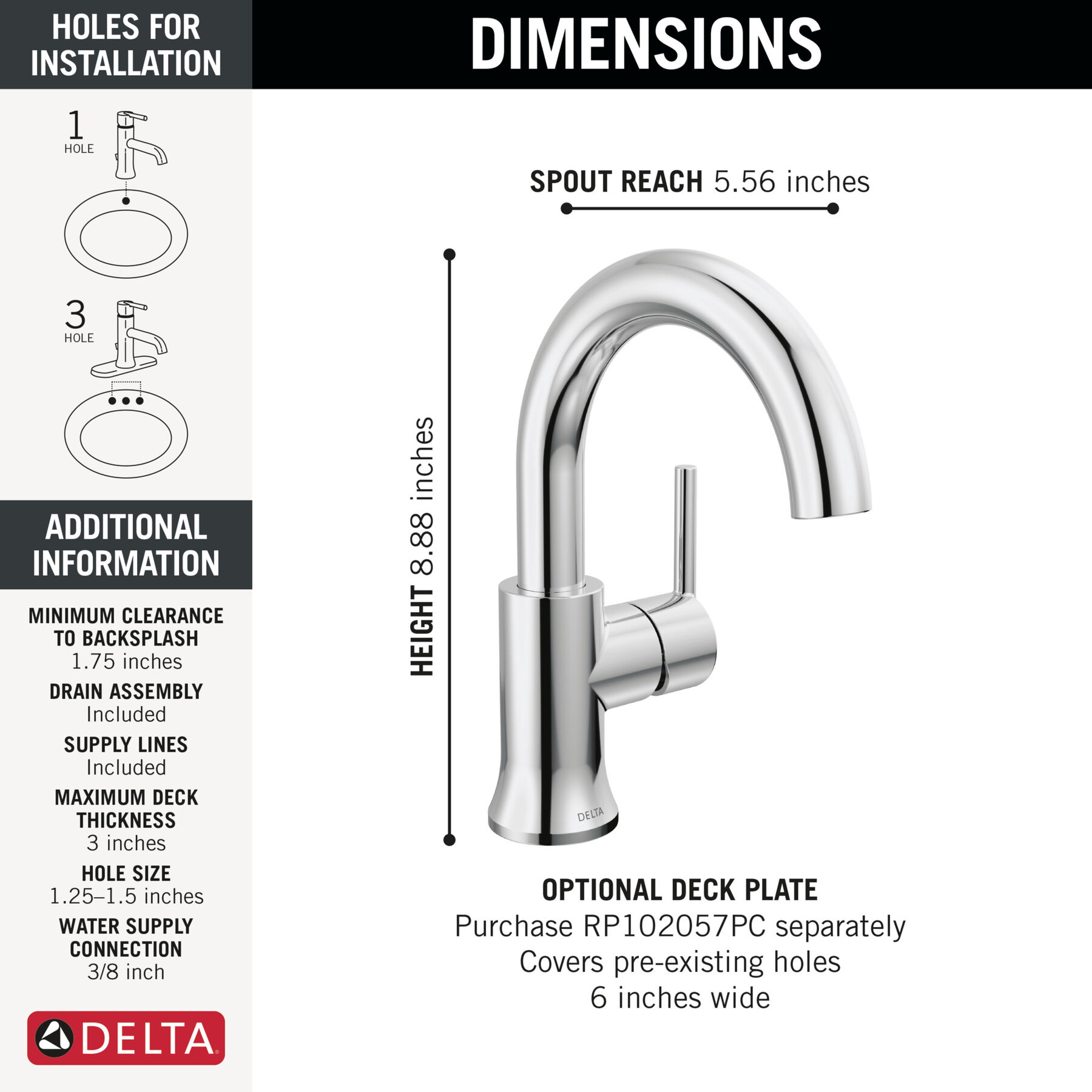 Single Handle High-Arc Bathroom Faucet in Chrome — thumbnail 2