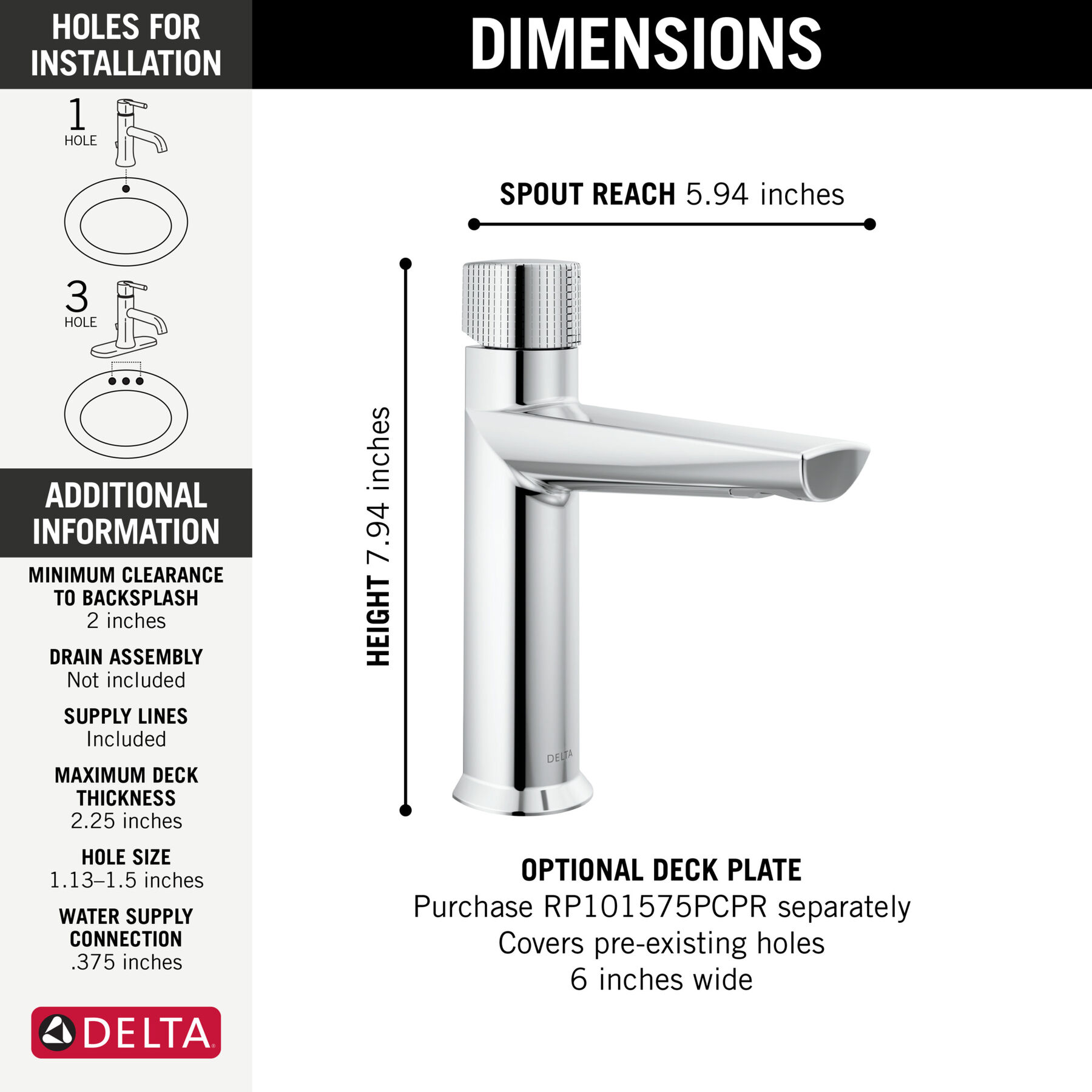 Single Handle Bathroom Faucet in Lumicoat® Chrome — thumbnail 2