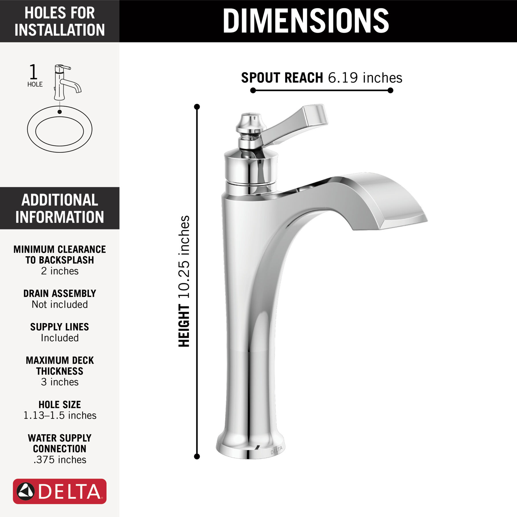Single Handle Mid-Height Vessel Bathroom Faucet in Chrome — image 1