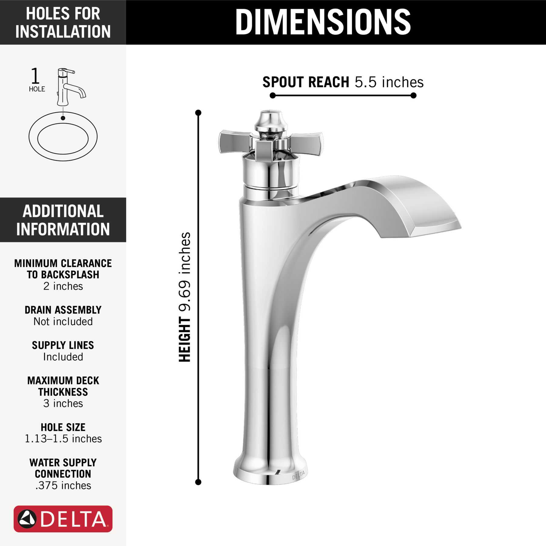 Single Handle Mid-Height Vessel Bathroom Faucet in Chrome — image 1