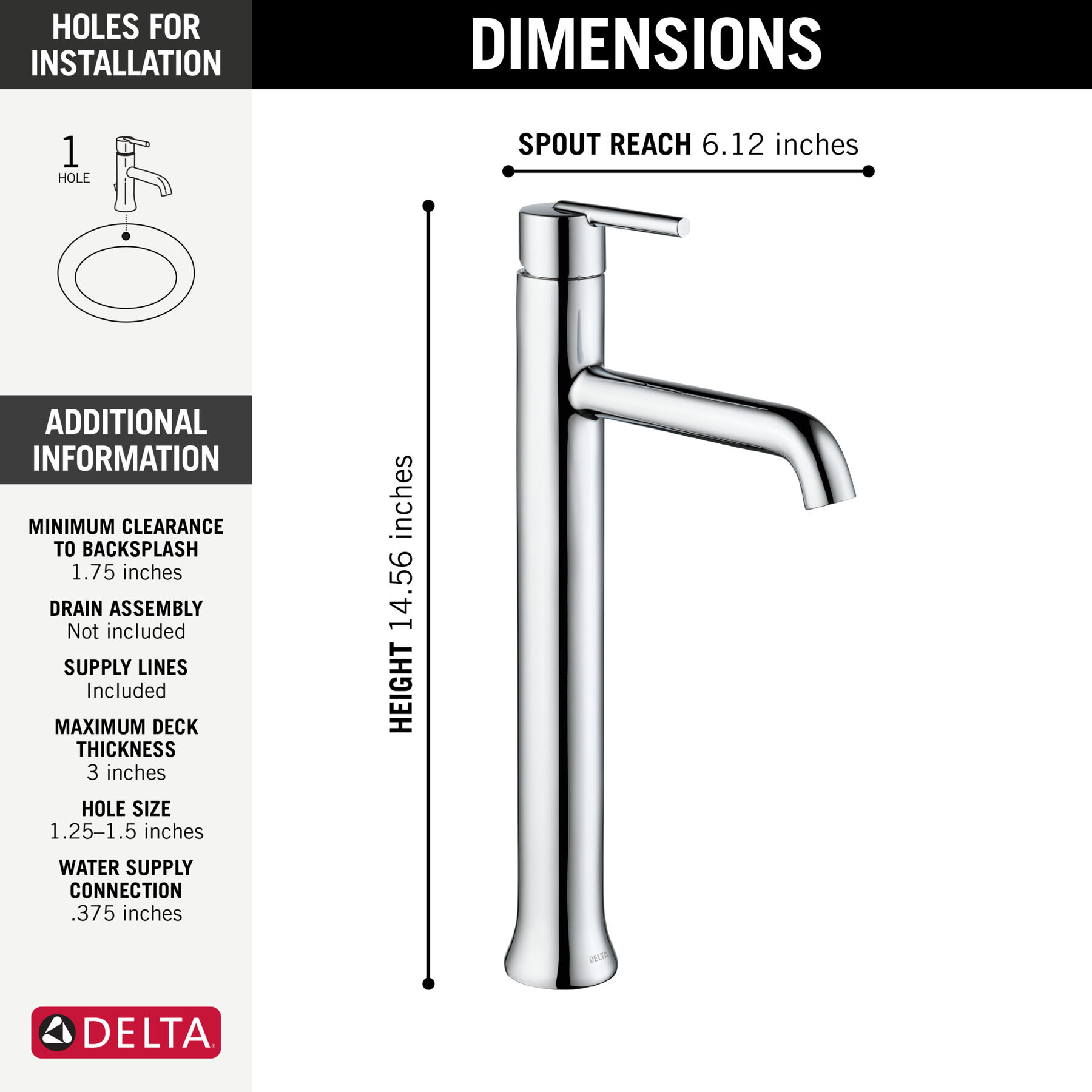 Single Handle Vessel Bathroom Faucet in Chrome — image 1