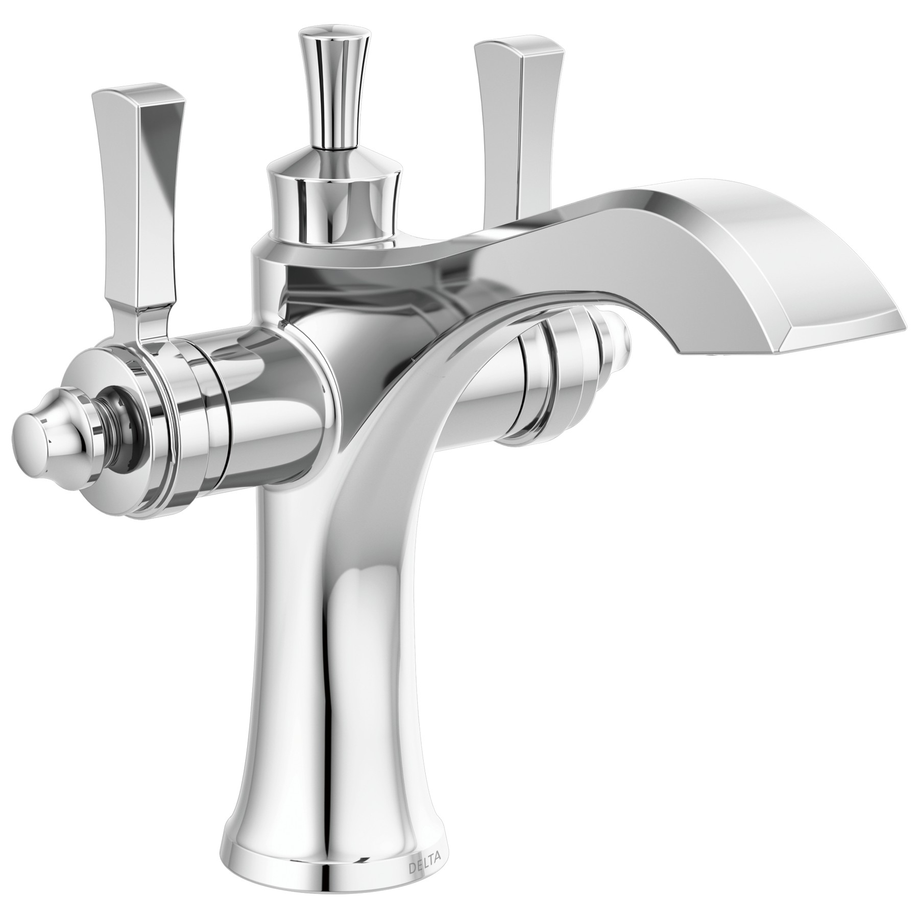 Two Handle Single Hole Monoblock Bathroom Faucet in Chrome