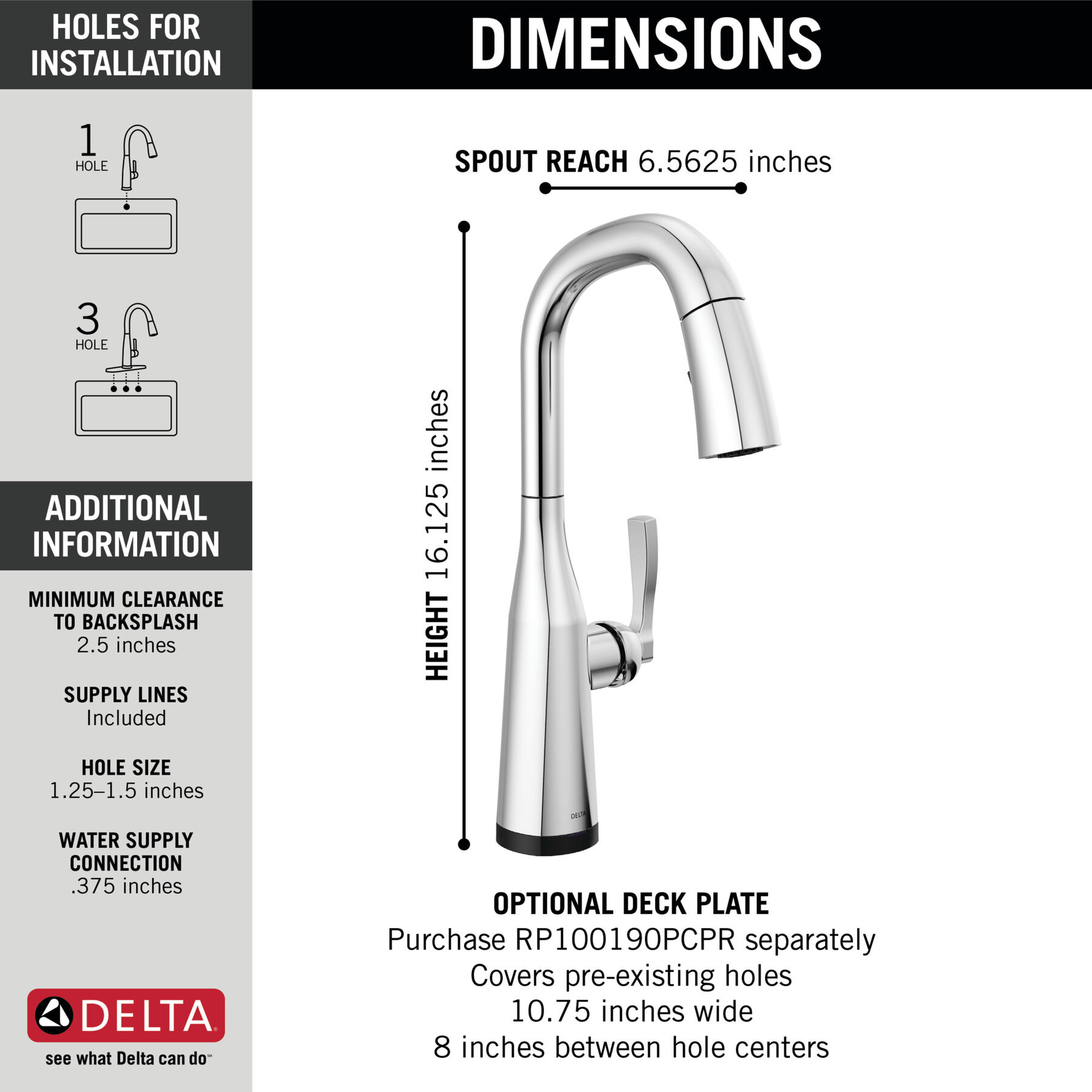 Single Handle Pull-Down Bar/Prep Faucet with Touch2O® Technology in Lumicoat® Chrome — thumbnail 2
