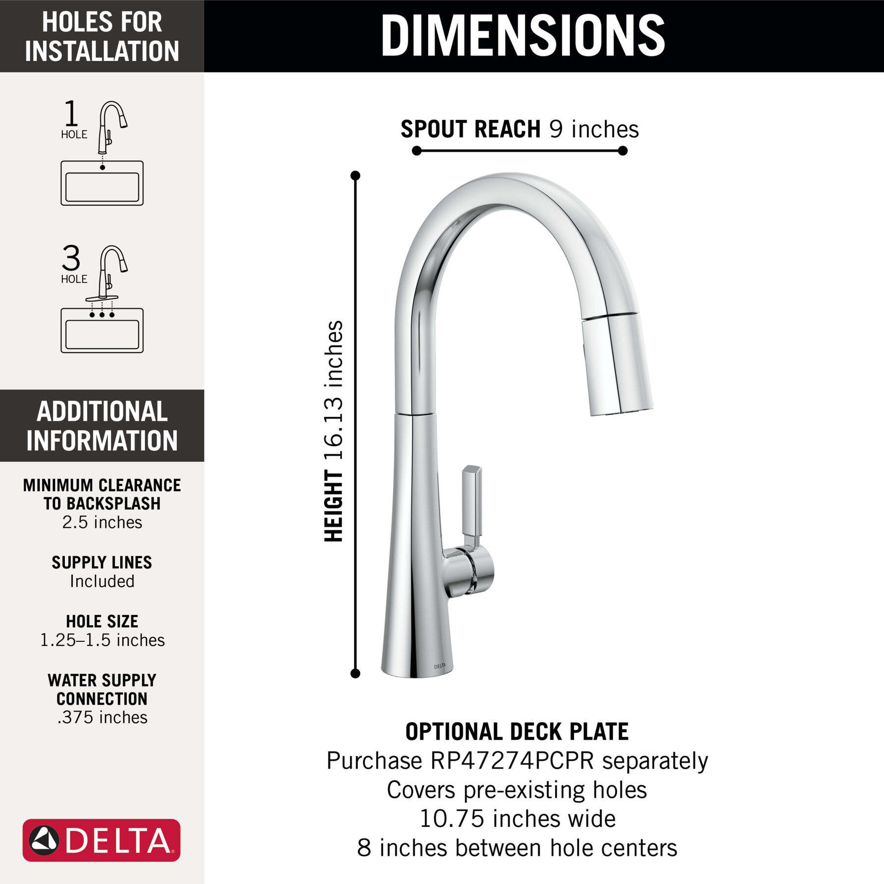 Single Handle Pull-Down Kitchen Faucet in Lumicoat® Chrome — image 1