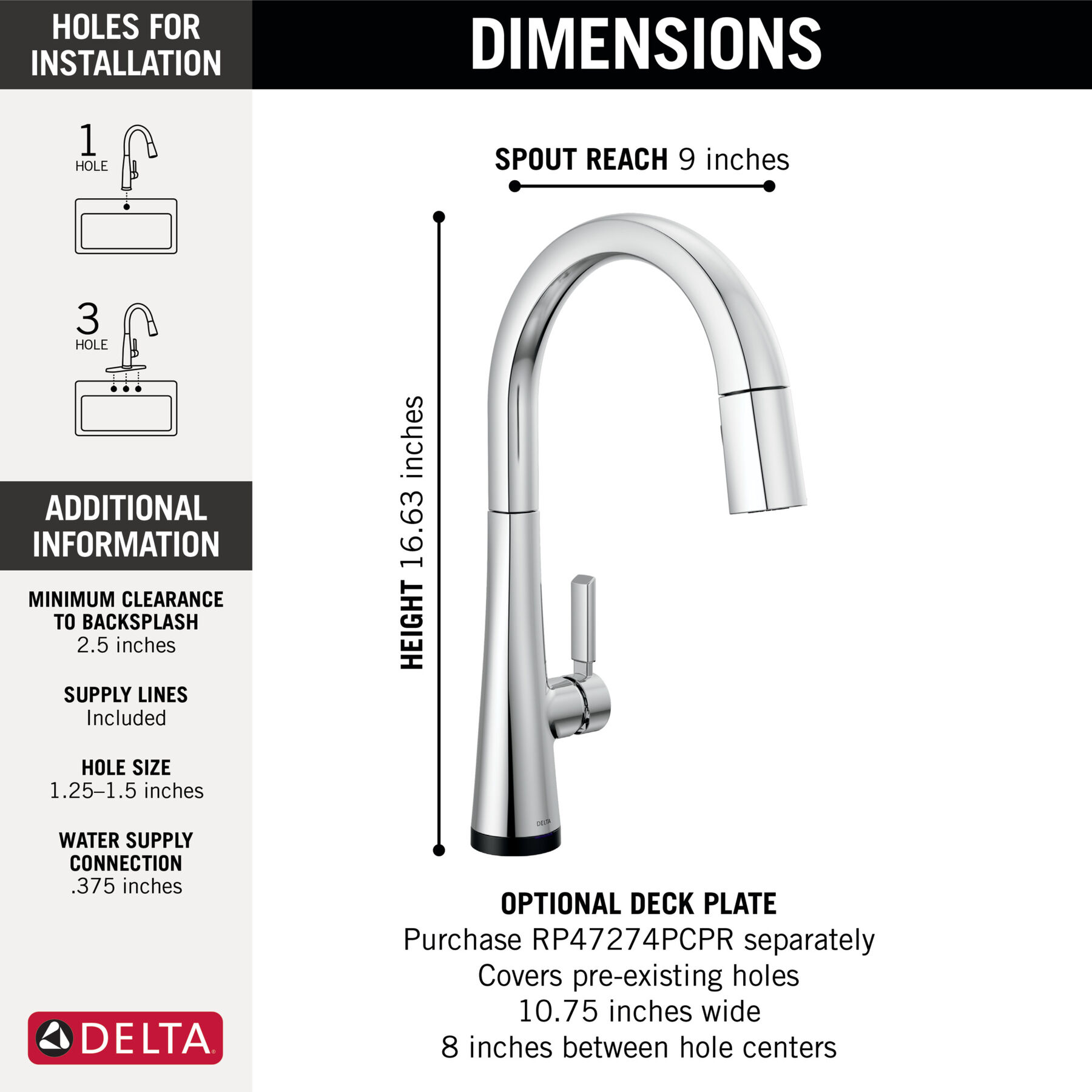 Single Handle Pull-Down Kitchen Faucet With Touch2O® Technology in Lumicoat® Chrome — image 1