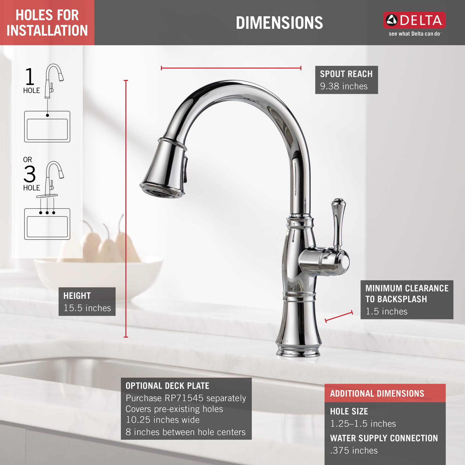Single Handle Pull-Down Kitchen Faucet with ShieldSpray® Technology in Chrome — thumbnail 3