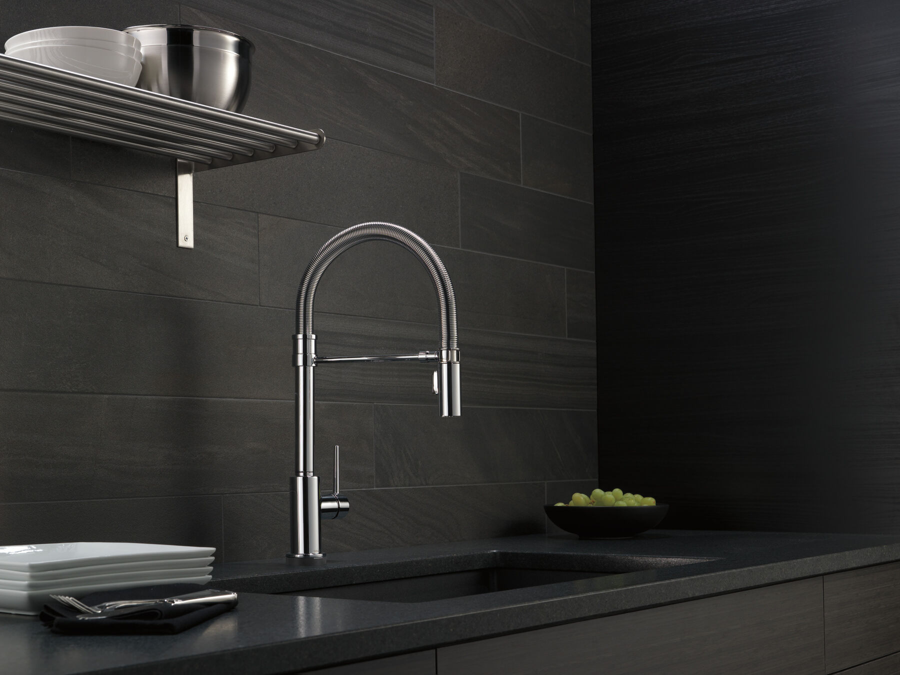 Single-Handle Pull-Down Spring Kitchen Faucet with Touch2O® Technology in Chrome — image 1