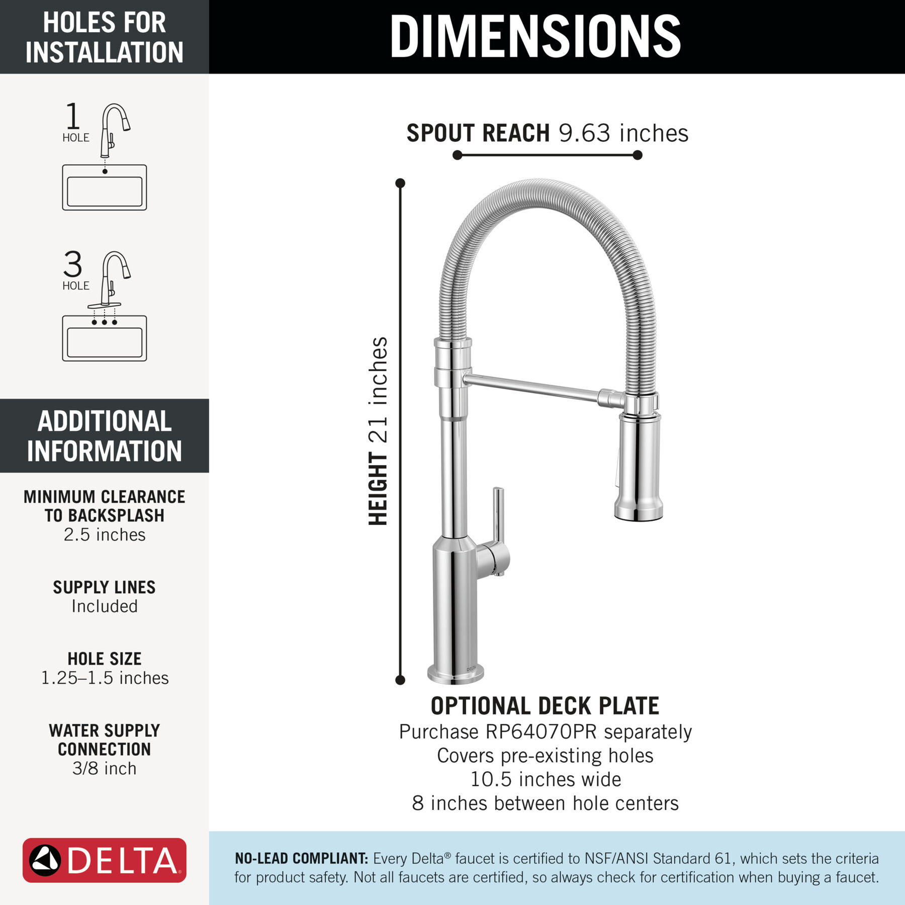 Single Handle Pull-Down Kitchen Faucet With Spring Spout in Lumicoat® Chrome — thumbnail 3