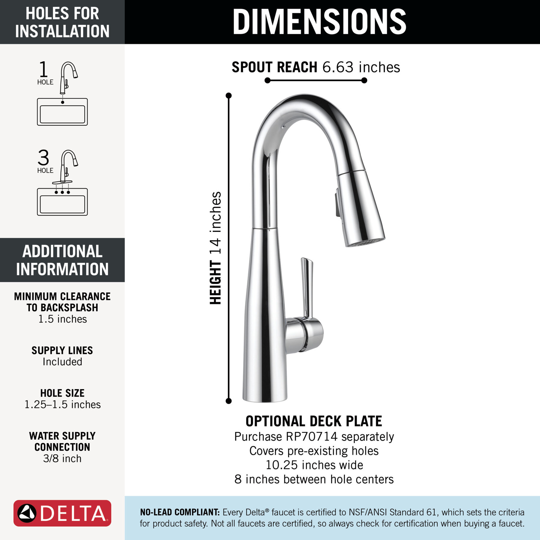 Single Handle Pull-Down Bar / Prep Faucet in Chrome — thumbnail 2