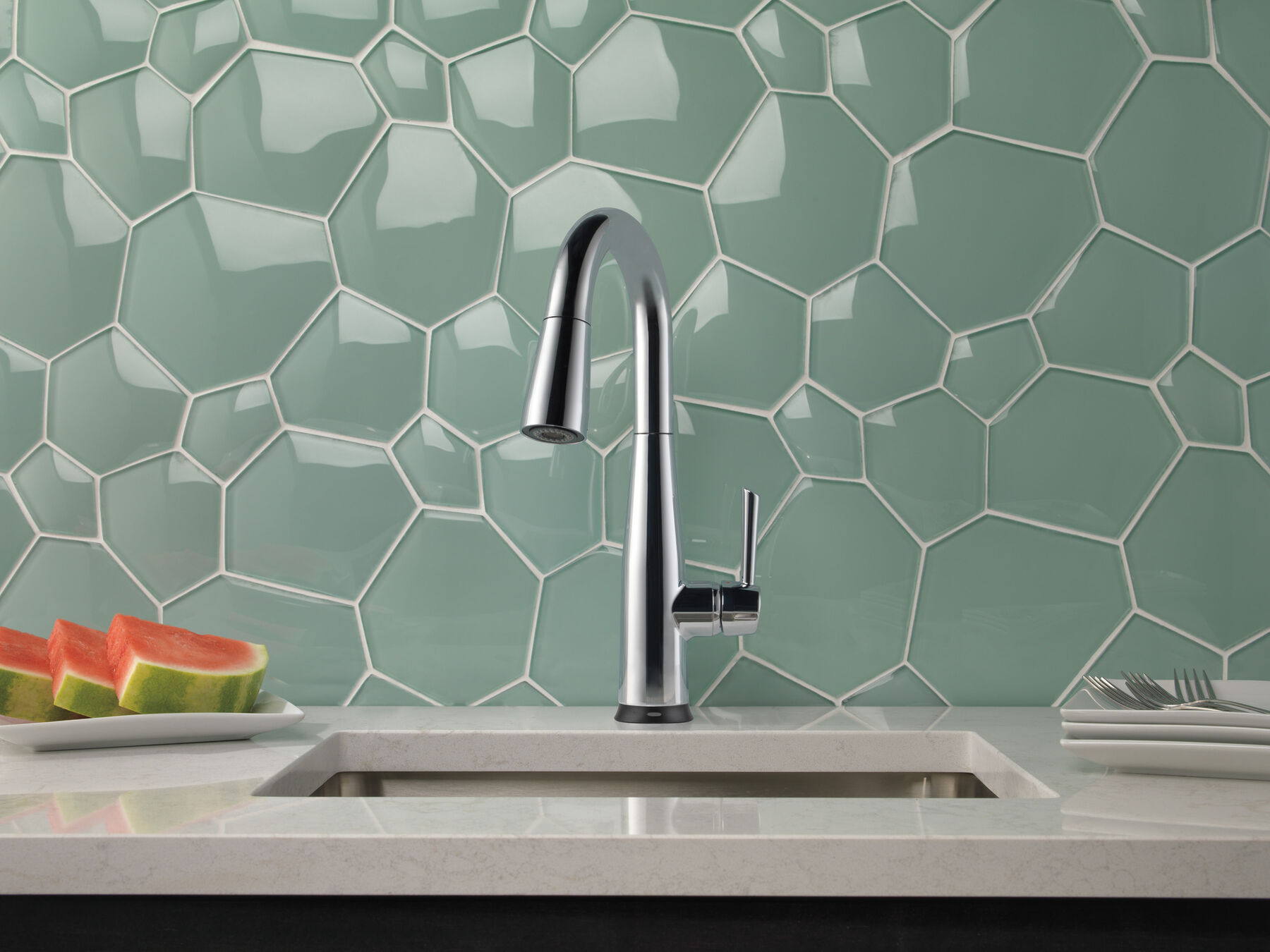 Single Handle Pull-Down Bar / Prep Faucet with Touch2O® Technology in Chrome — thumbnail 3