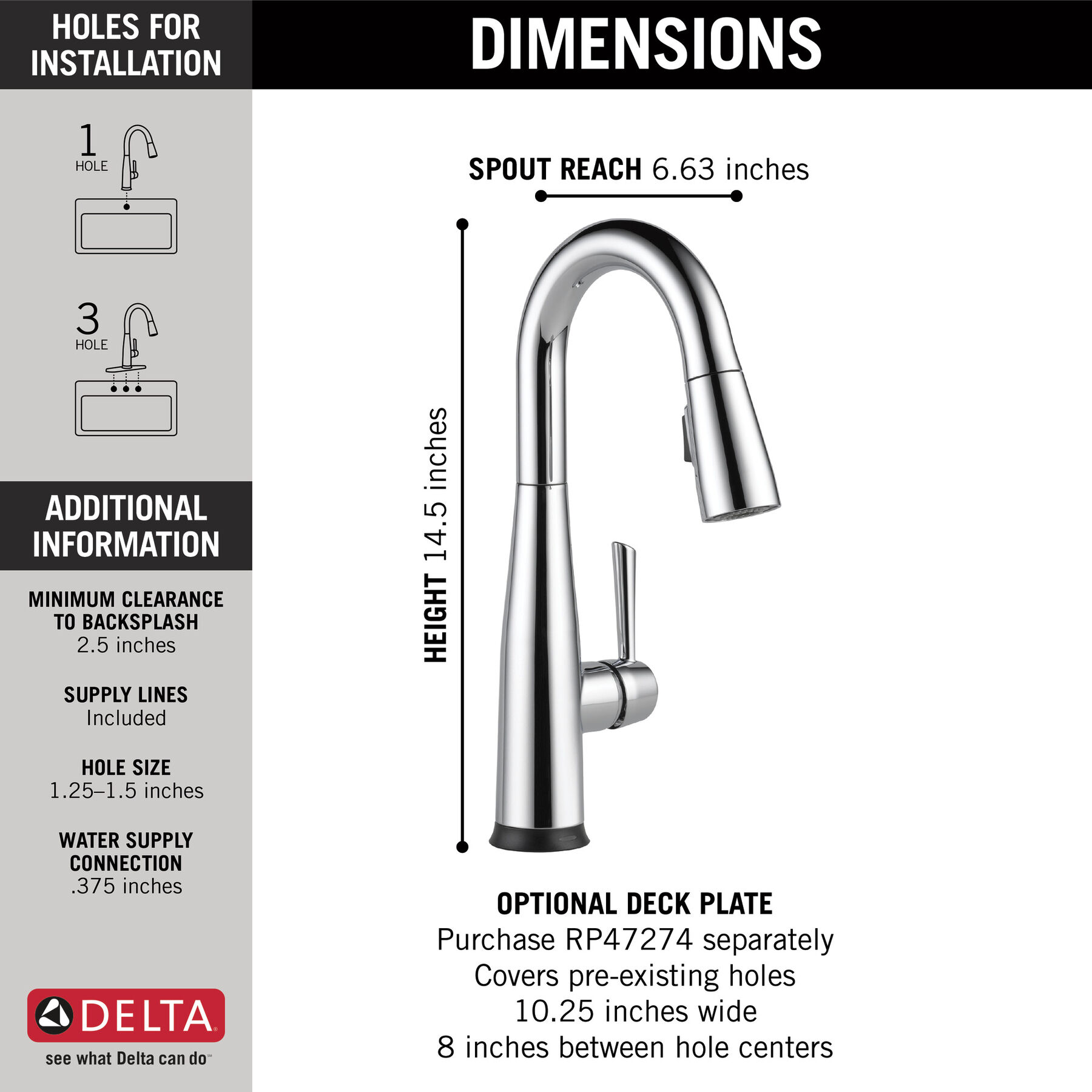 Single Handle Pull-Down Bar / Prep Faucet with Touch2O® Technology in Chrome — thumbnail 2