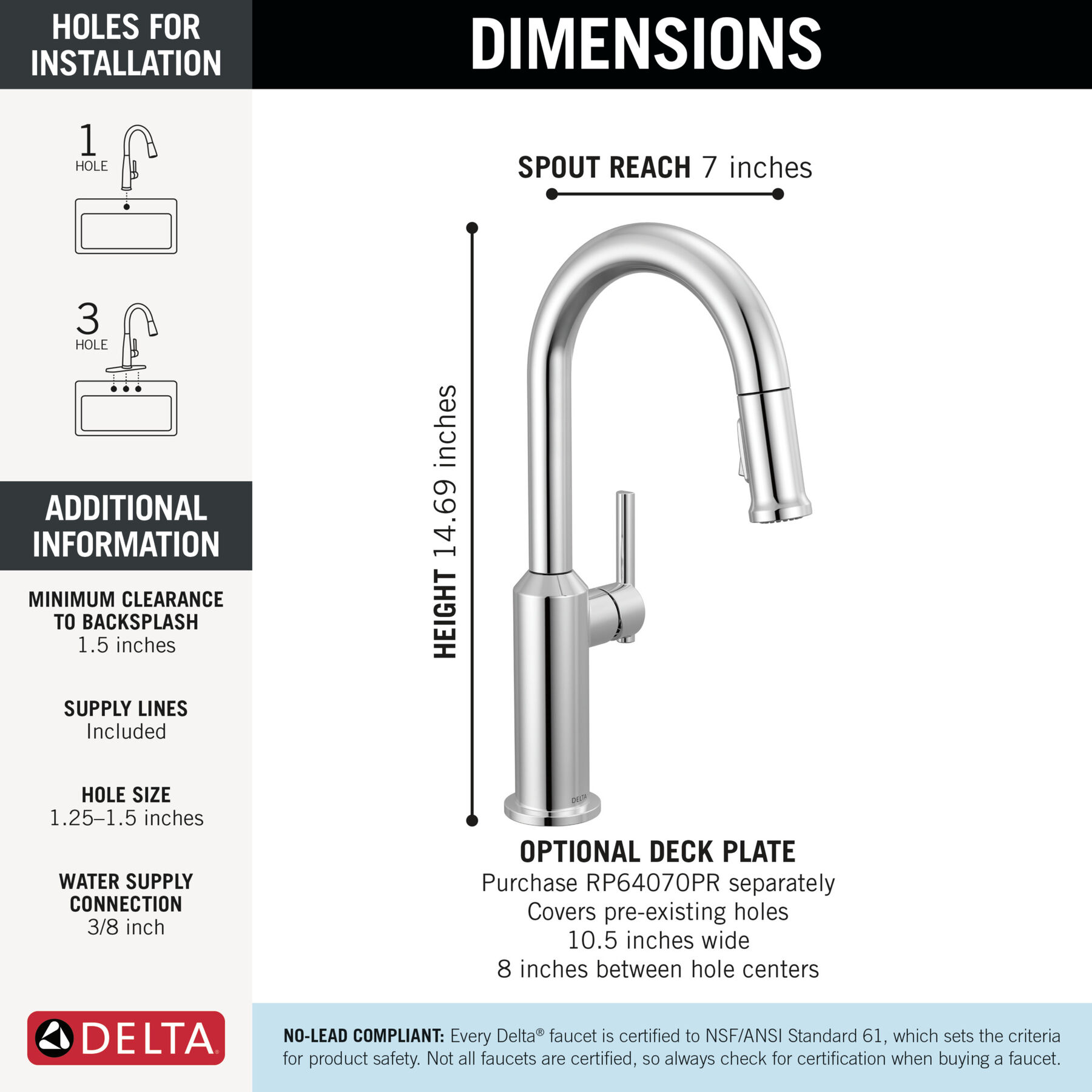 Single Handle Pull-Down Bar/Prep Faucet in Lumicoat® Chrome — thumbnail 2