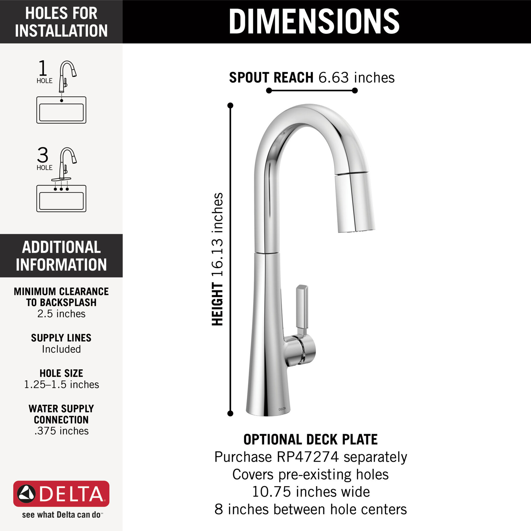 Single Handle Pull-Down Bar/Prep Faucet in Lumicoat® Chrome — thumbnail 2
