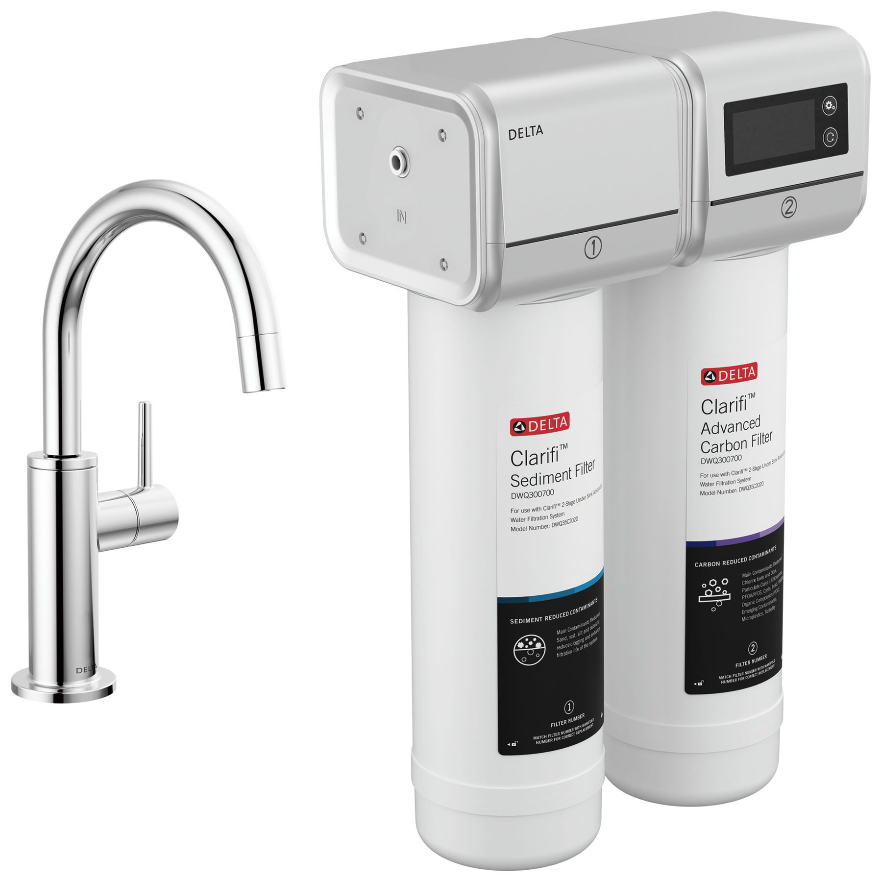 2-Stage Water Filtration System with Beverage Faucet Bundle in Chrome