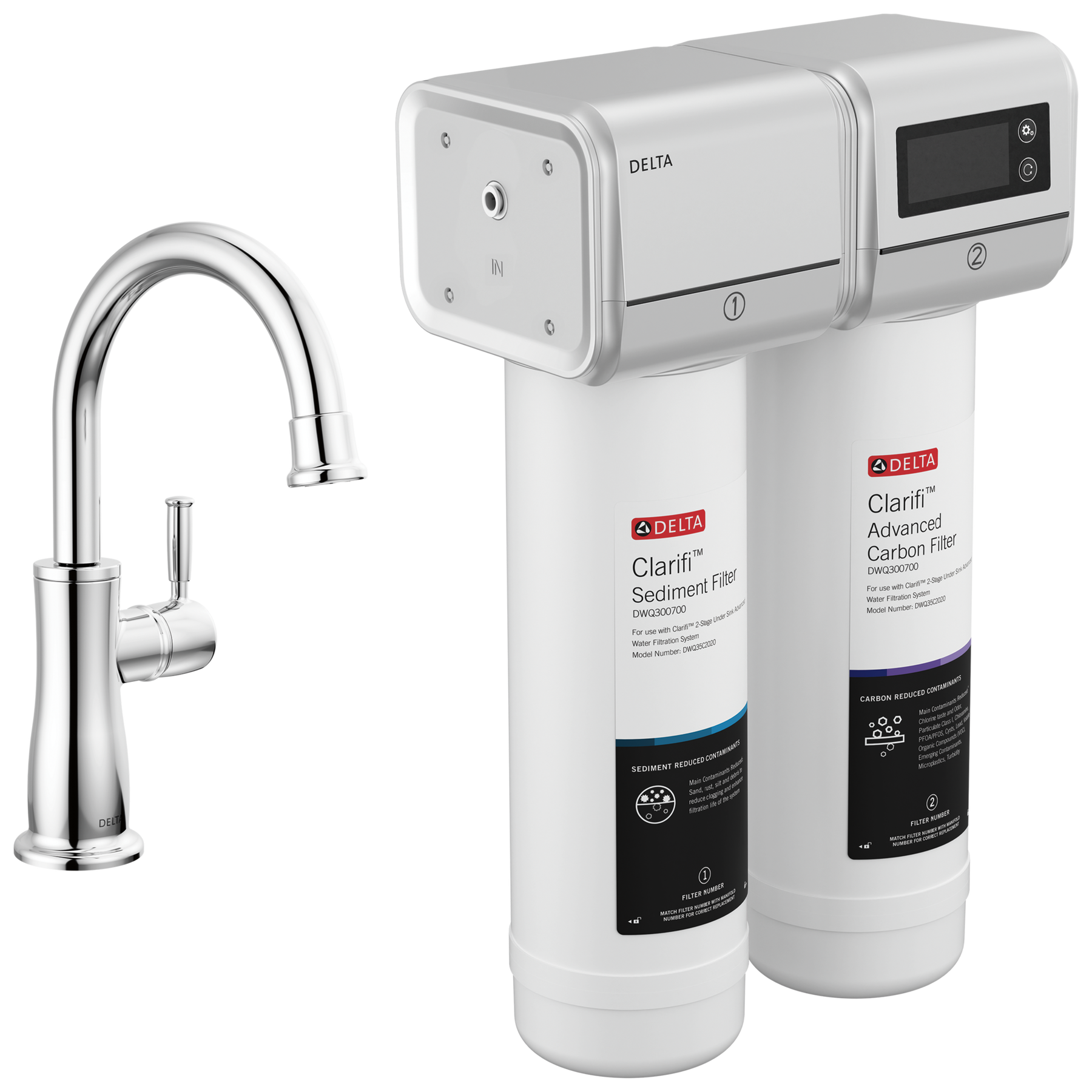 2-Stage Water Filtration System with Beverage Faucet Bundle in Chrome