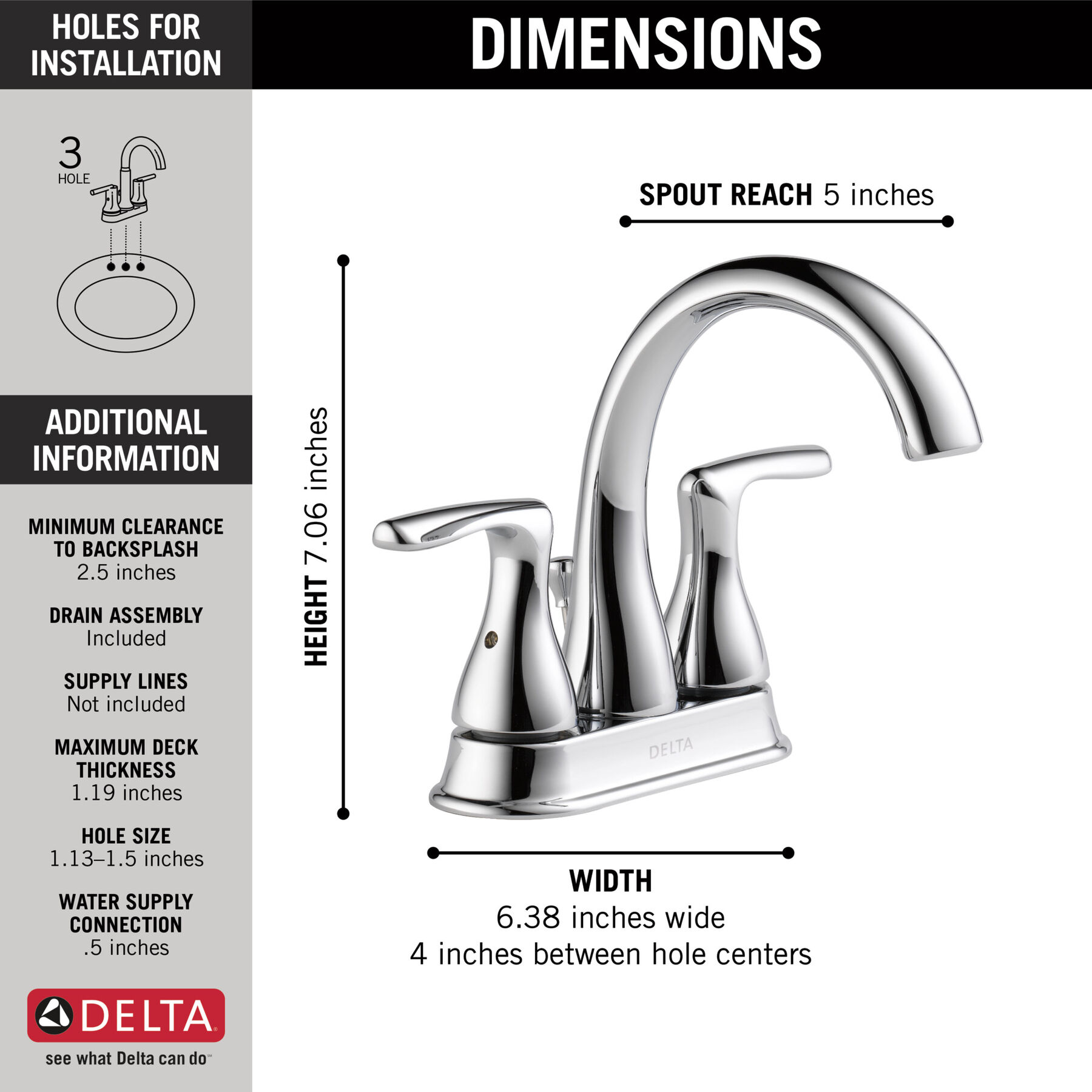 Two Handle Centerset Bathroom Faucet in Chrome B2518LF — thumbnail 2