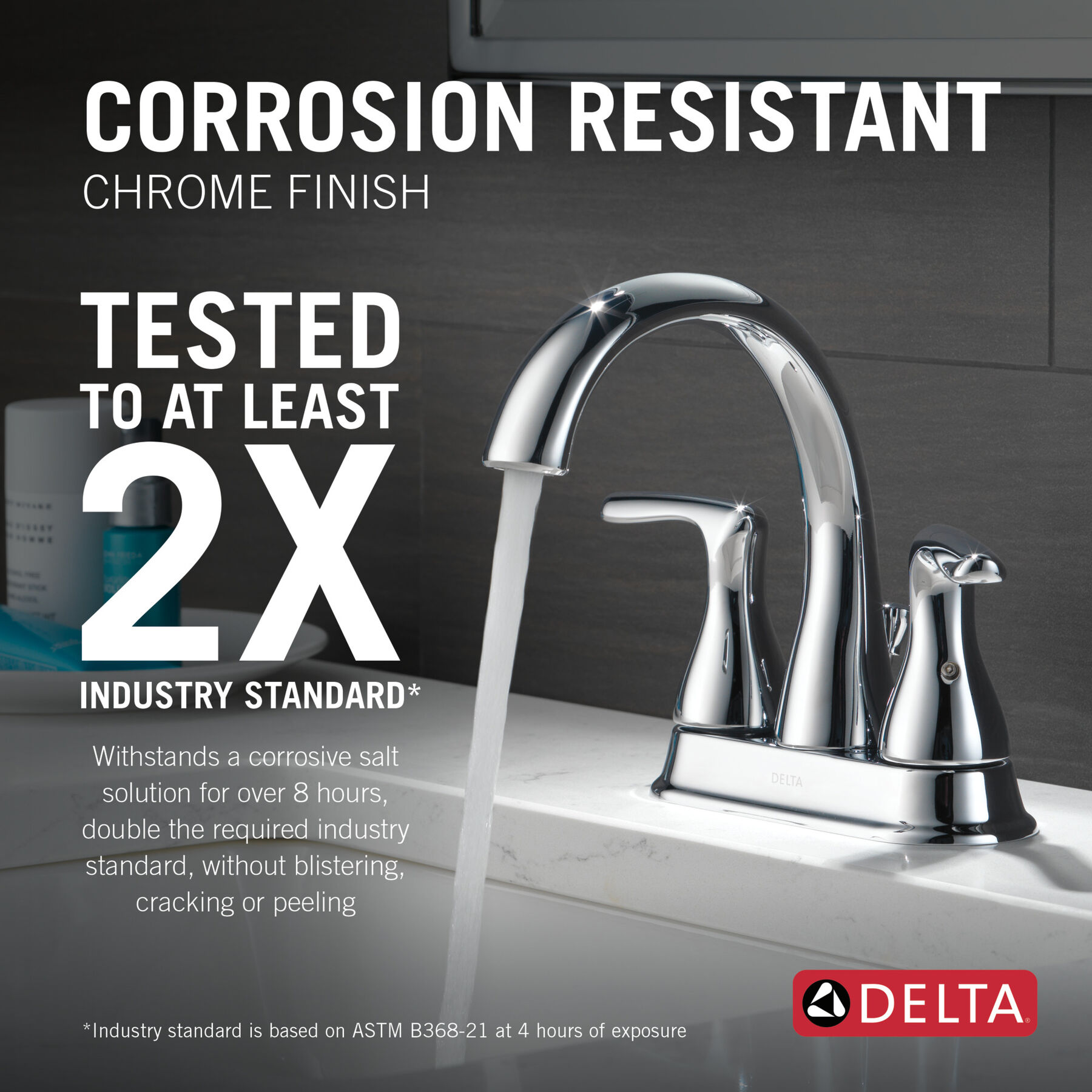 Two Handle Centerset Bathroom Faucet in Chrome B2518LF — thumbnail 3