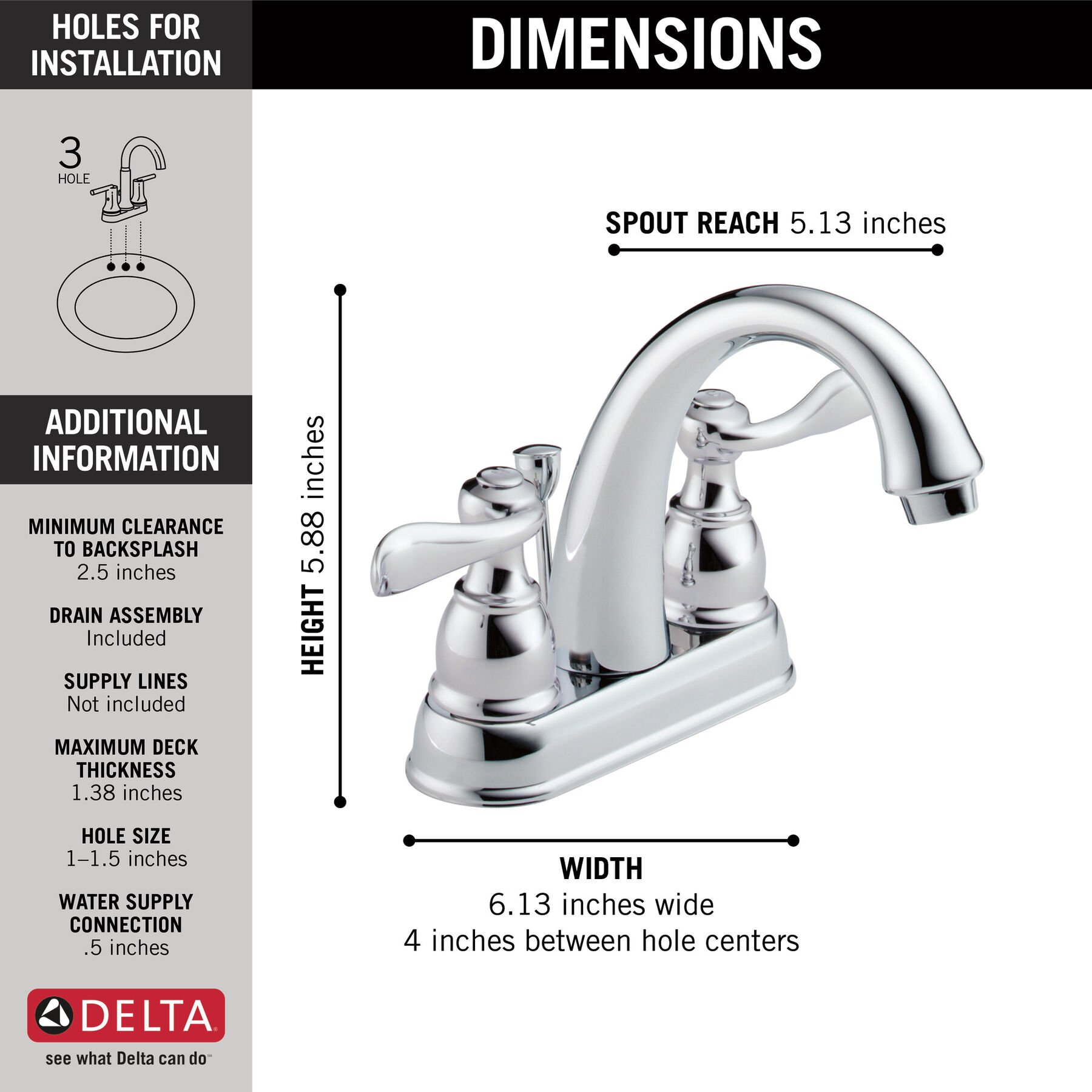 Two Handle Centerset Bathroom Faucet in Chrome B2596LF — thumbnail 3