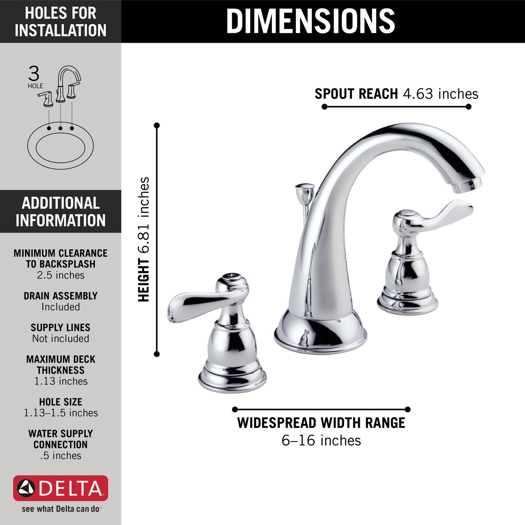 Two Handle Widespread Bathroom Faucet in Chrome B3596LF — image 1