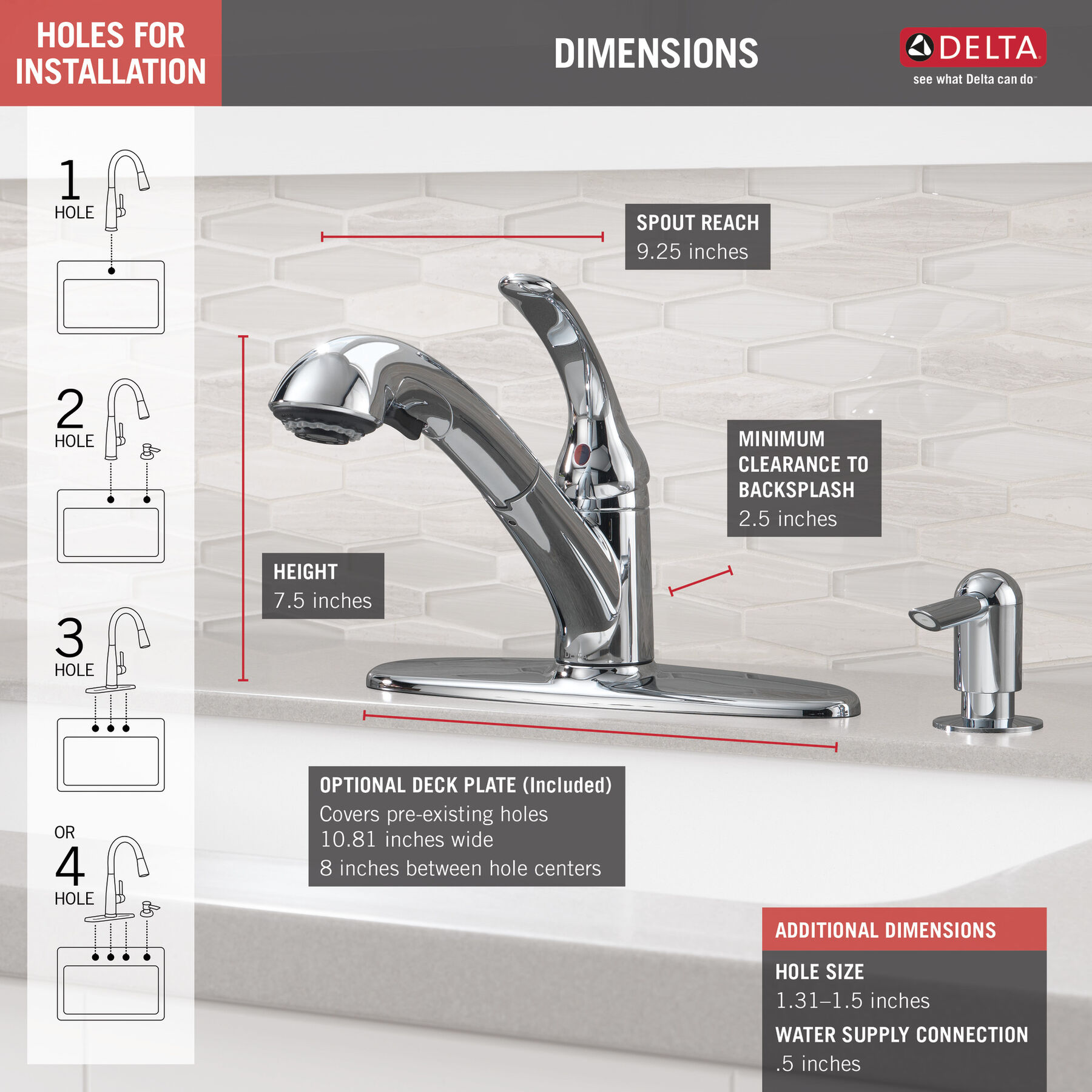 Single Handle Pull-Out Kitchen Faucet with Soap Dispenser in Chrome — thumbnail 3