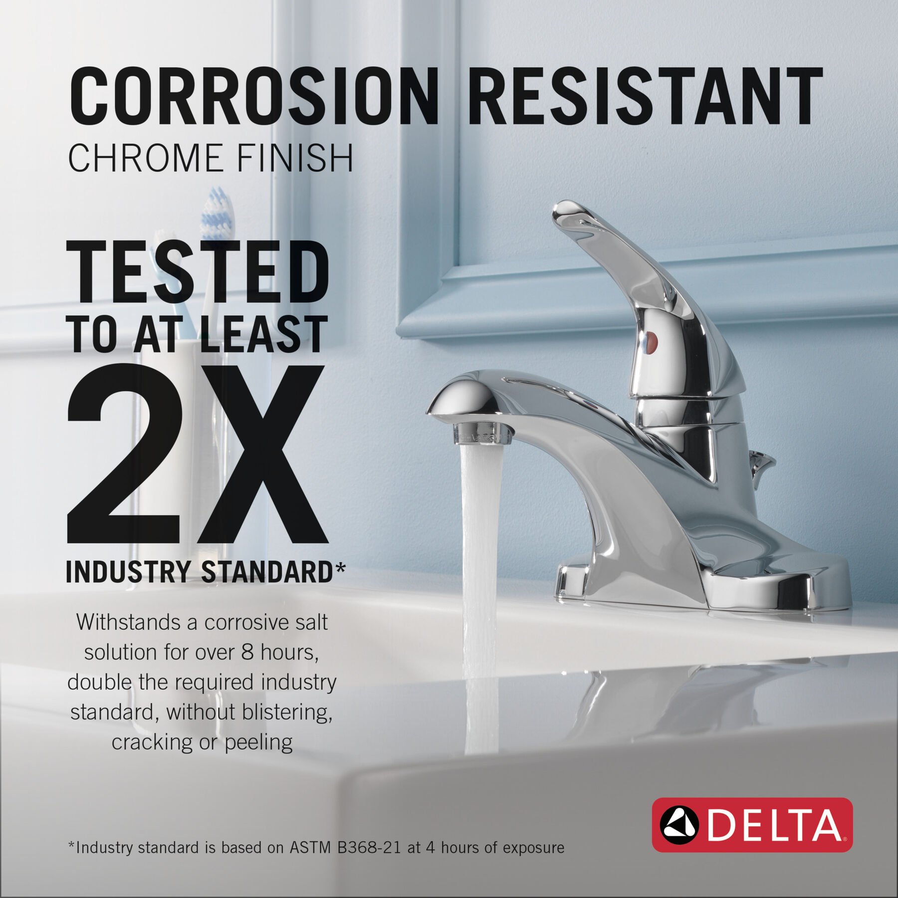 Single Handle Centerset Bathroom Faucet in Chrome — thumbnail 3