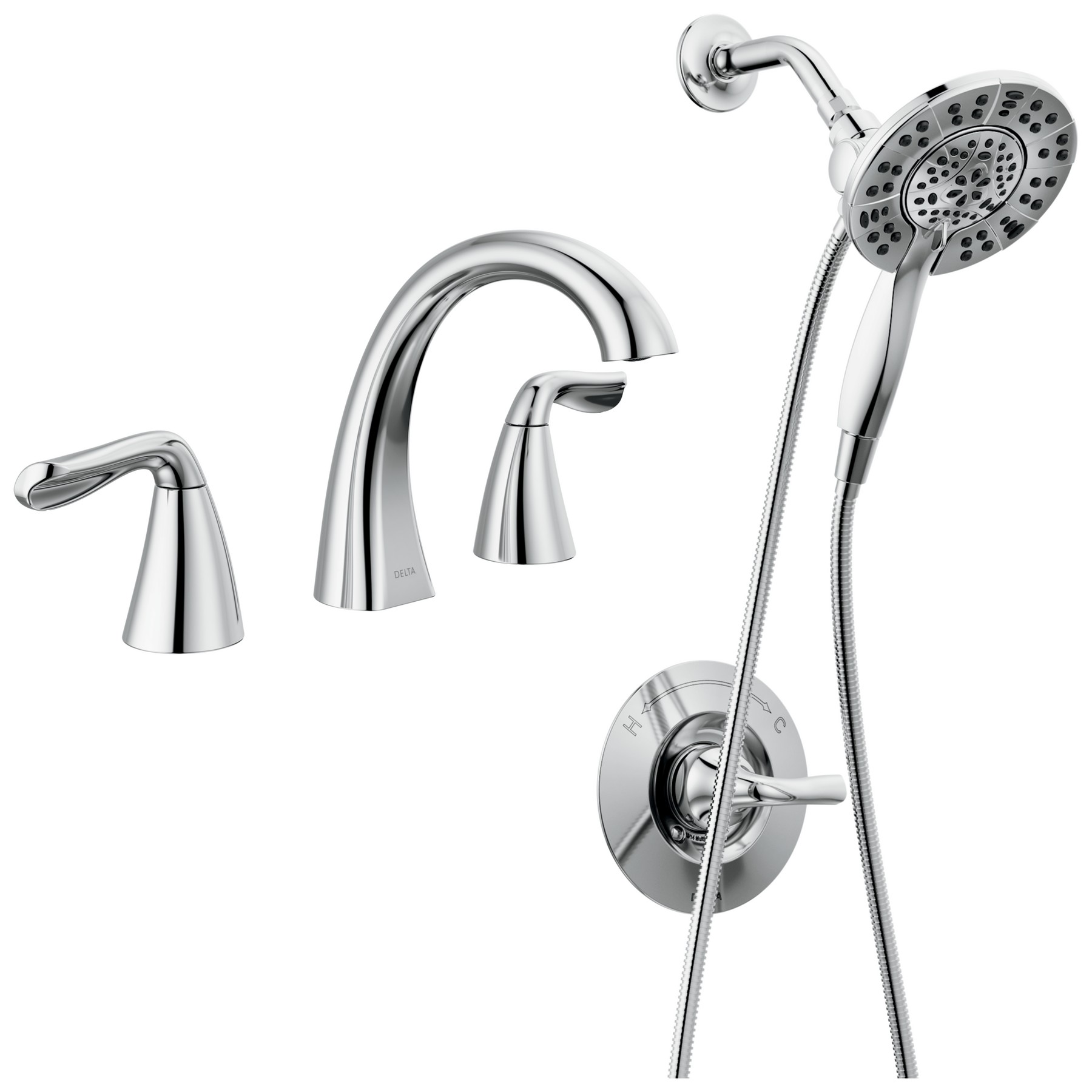 Widespread Lavatory Faucet with Shower Trim Bundle - 14 Series in Chrome