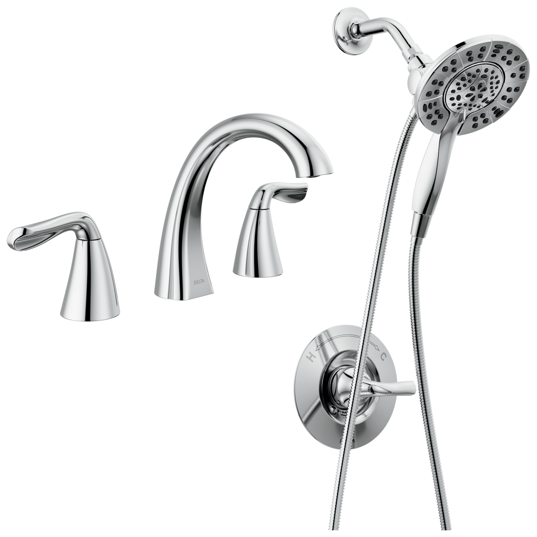 Widespread Lavatory Faucet with Shower Trim Bundle - 14 Series in Chrome — image 1