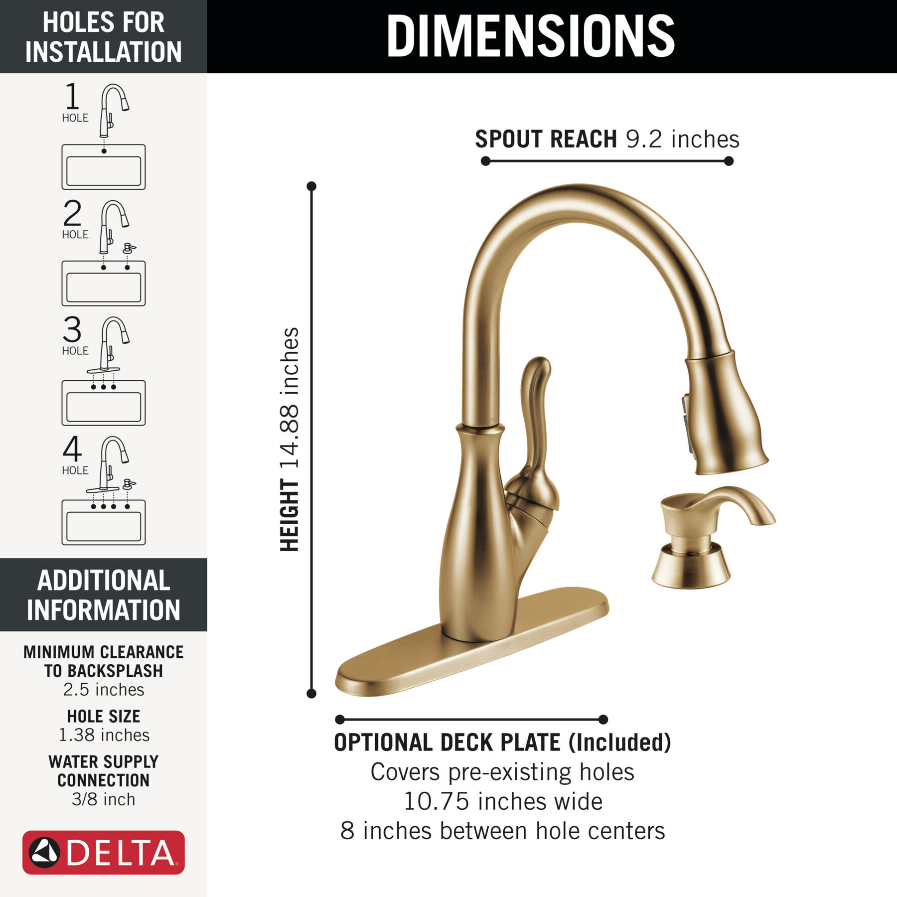 Pull-Down Kitchen with Soap Disp Bundle in Champagne Bronze — thumbnail 3