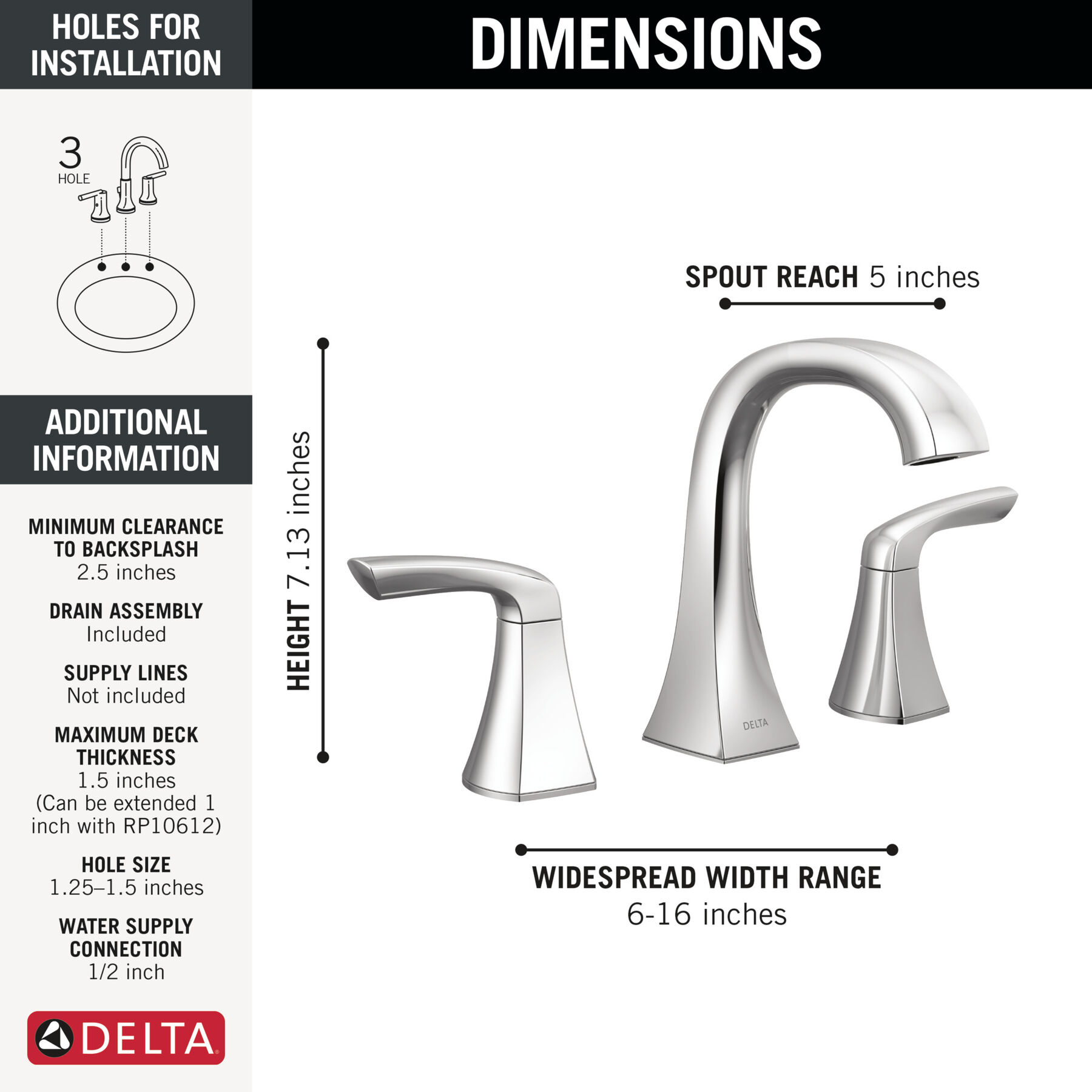 Widespread Lavatory Faucet with 14 Series Tub Shower Trim Bundle in Chrome — thumbnail 3