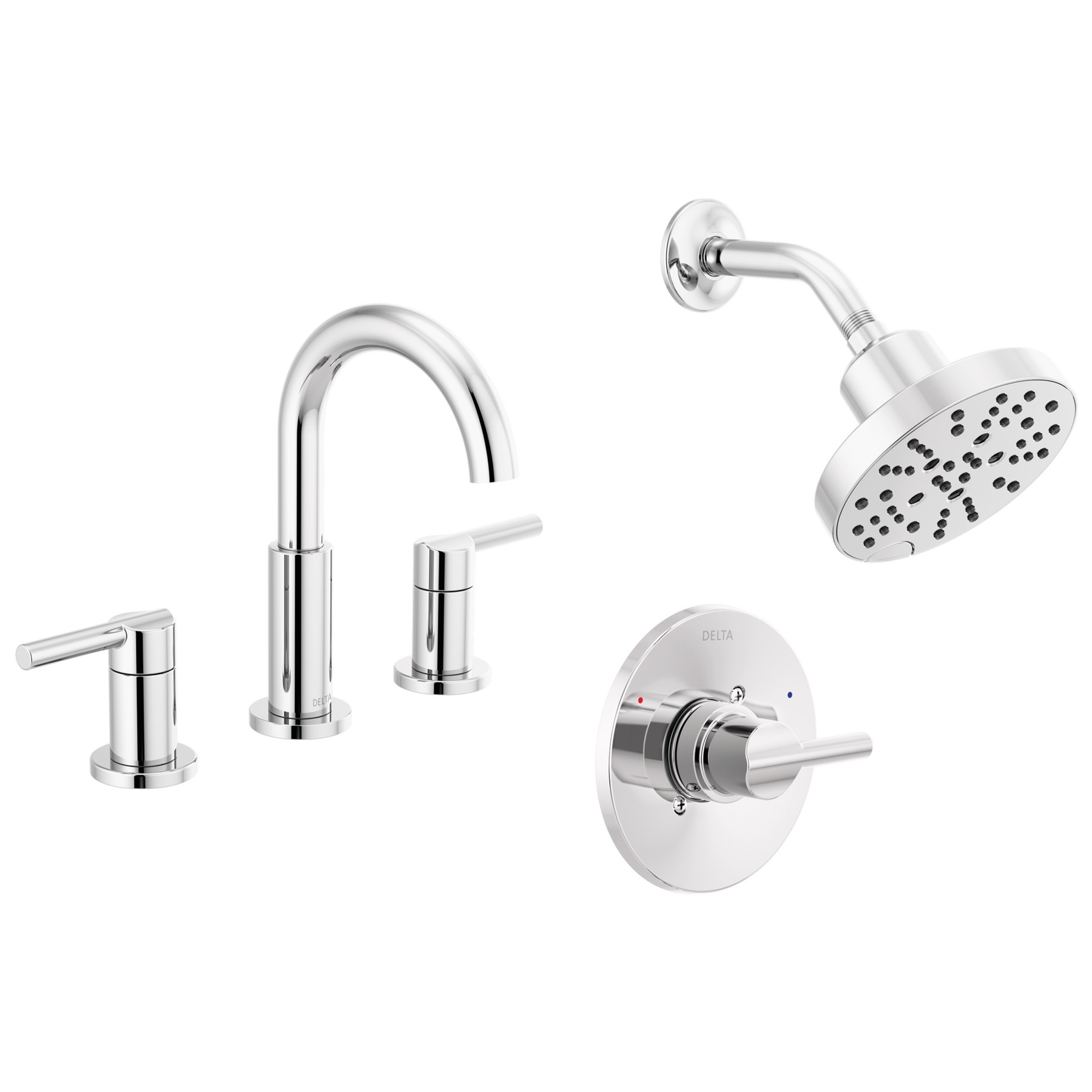 Widespread Lavatory Faucet with Shower Trim Bundle - 14 Series in Chrome — image 1