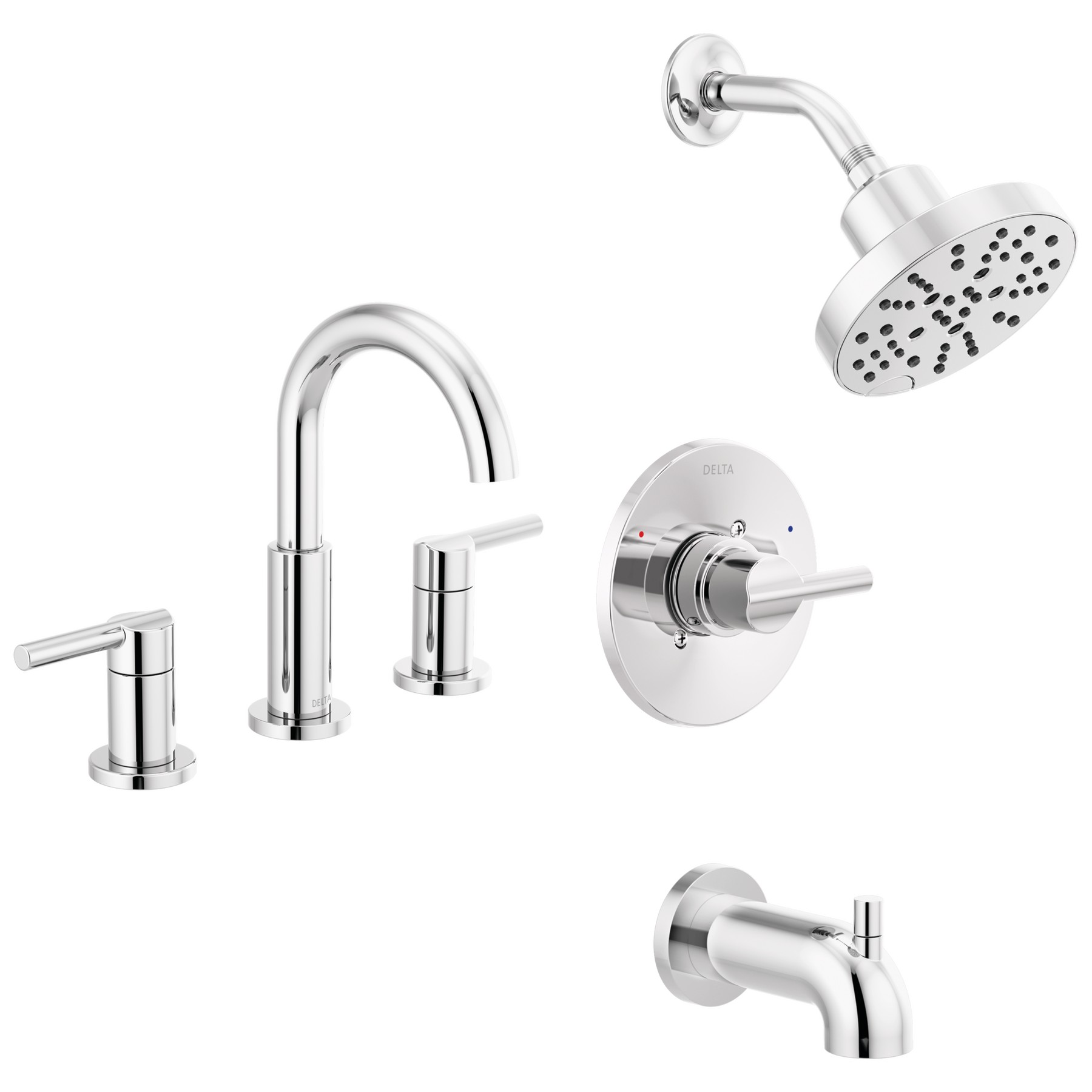 Widespread Lavatory Faucet with Tub Shower Trim Bundle - 14 Series in Chrome — image 1