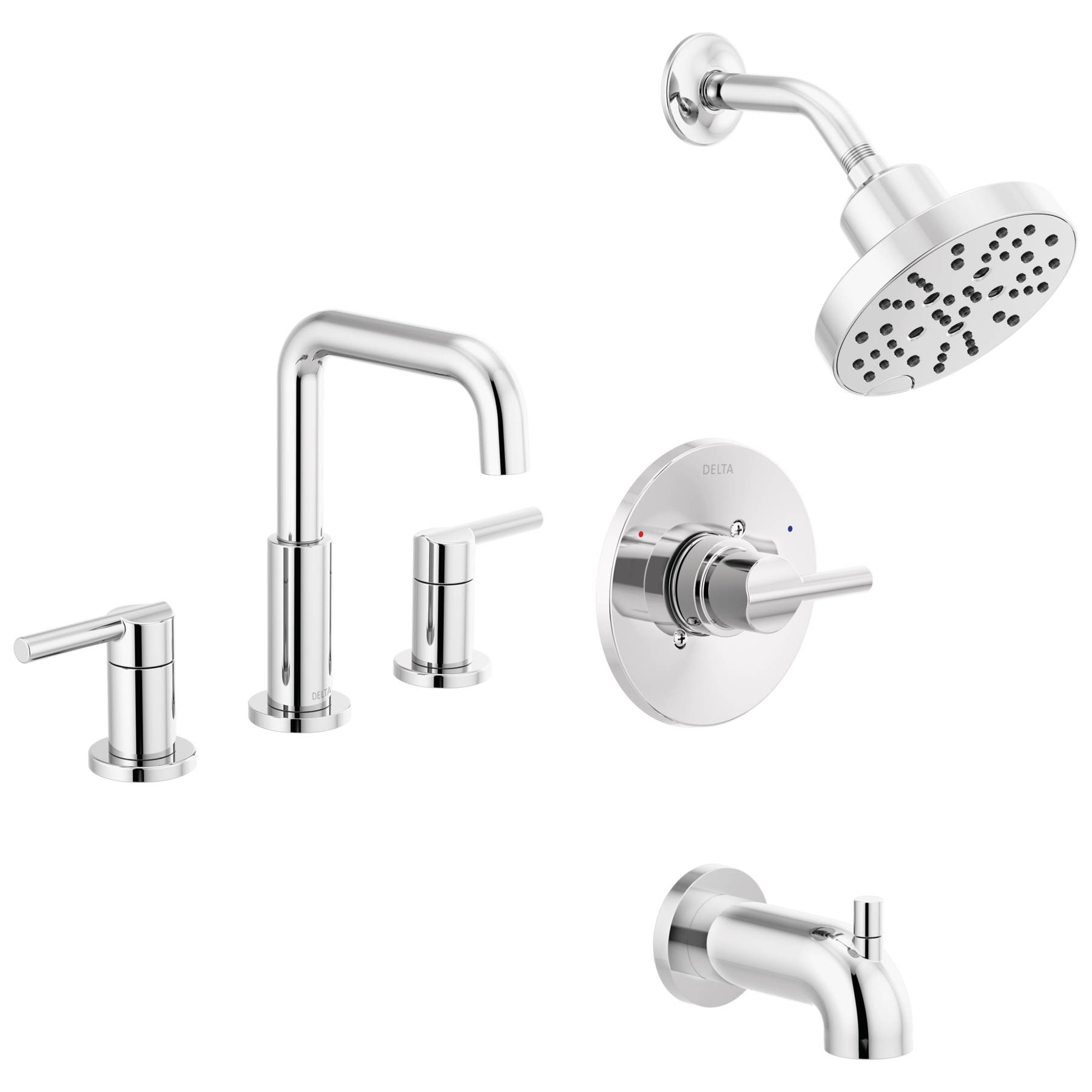 Widespread Lavatory Faucet with Tub Shower Trim Bundle - 14 Series in Chrome — image 1