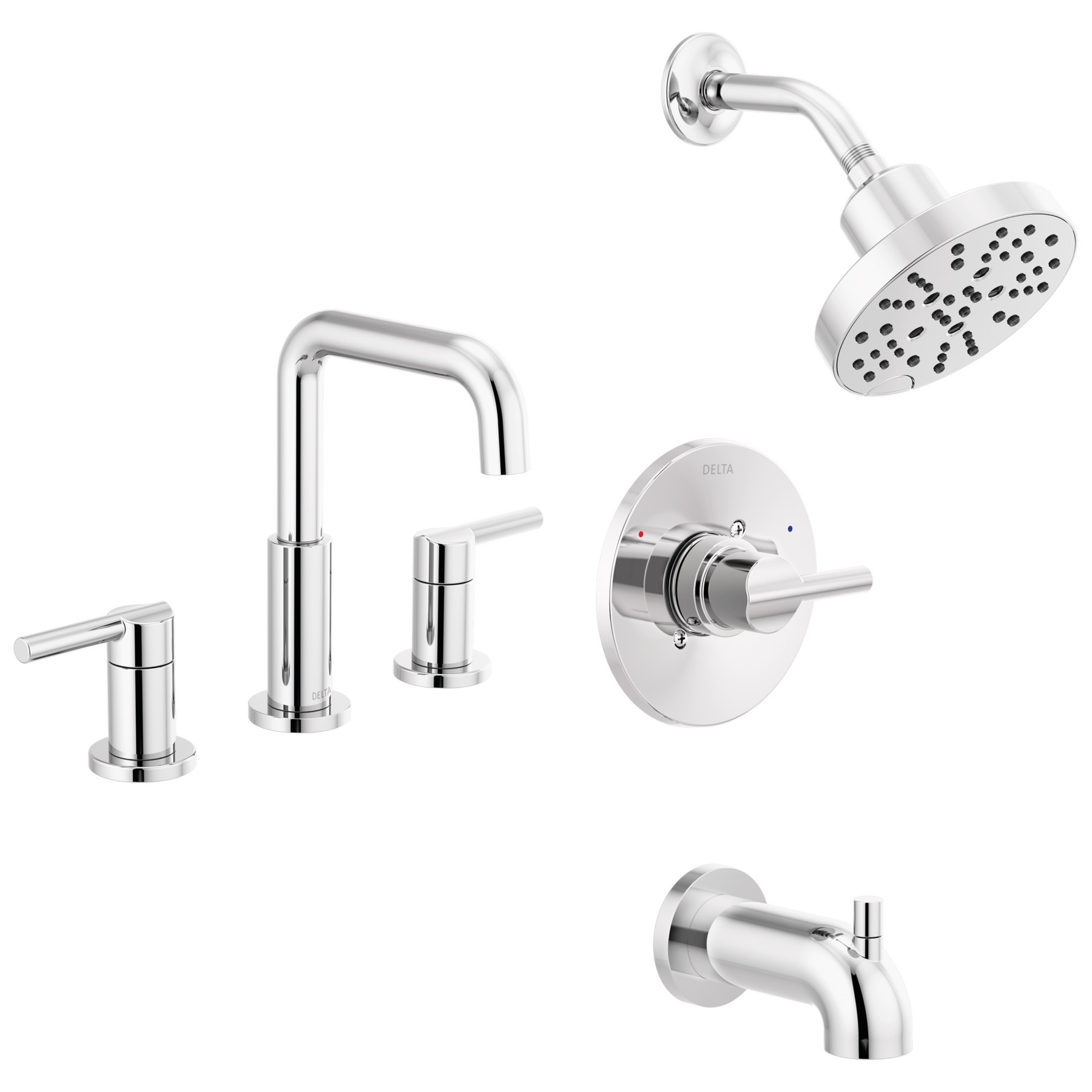 Widespread Lavatory Faucet with Tub Shower Trim Bundle - 14 Series in Chrome